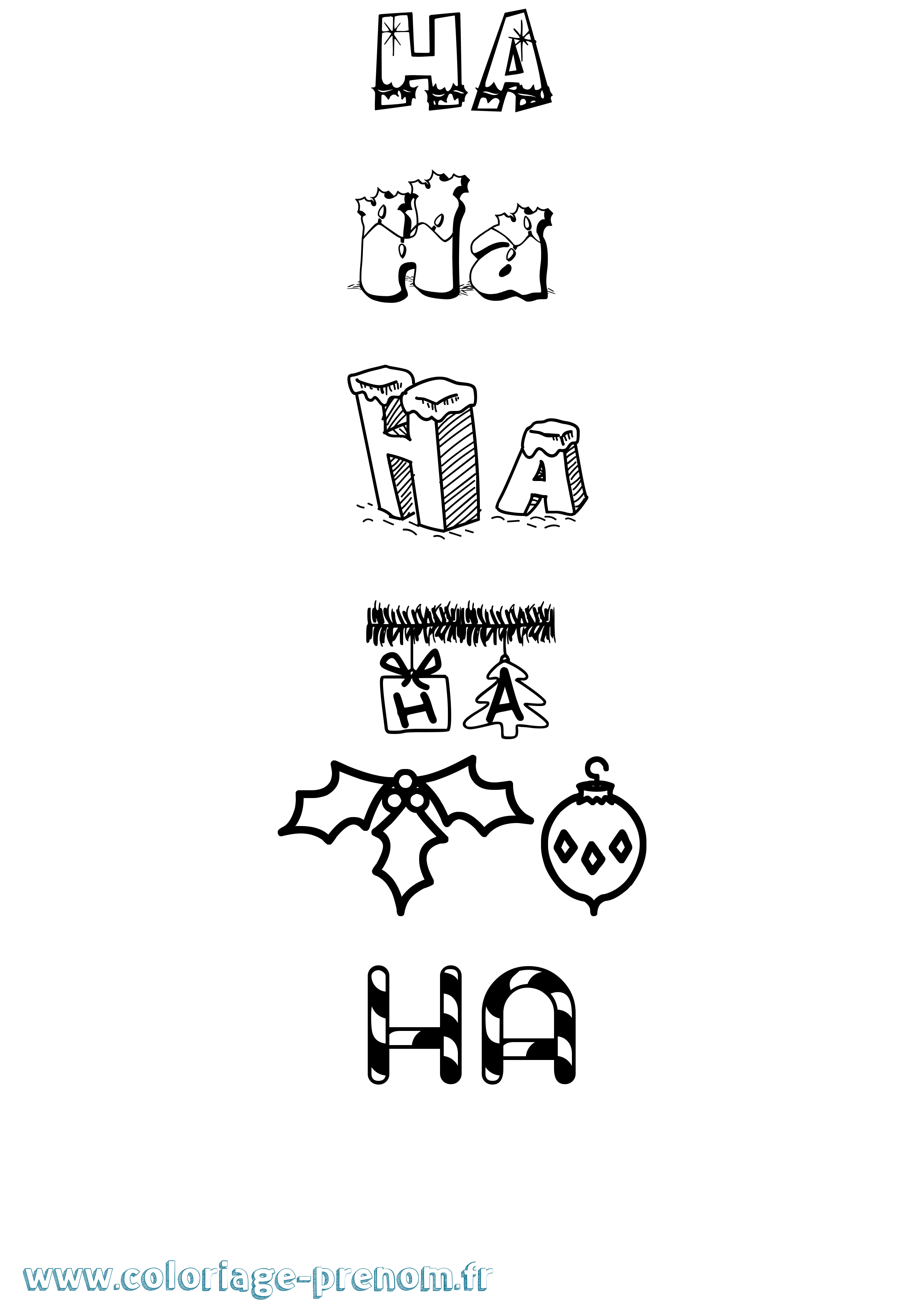 Coloriage Ha Noël Coloriage prénom Ha Noël