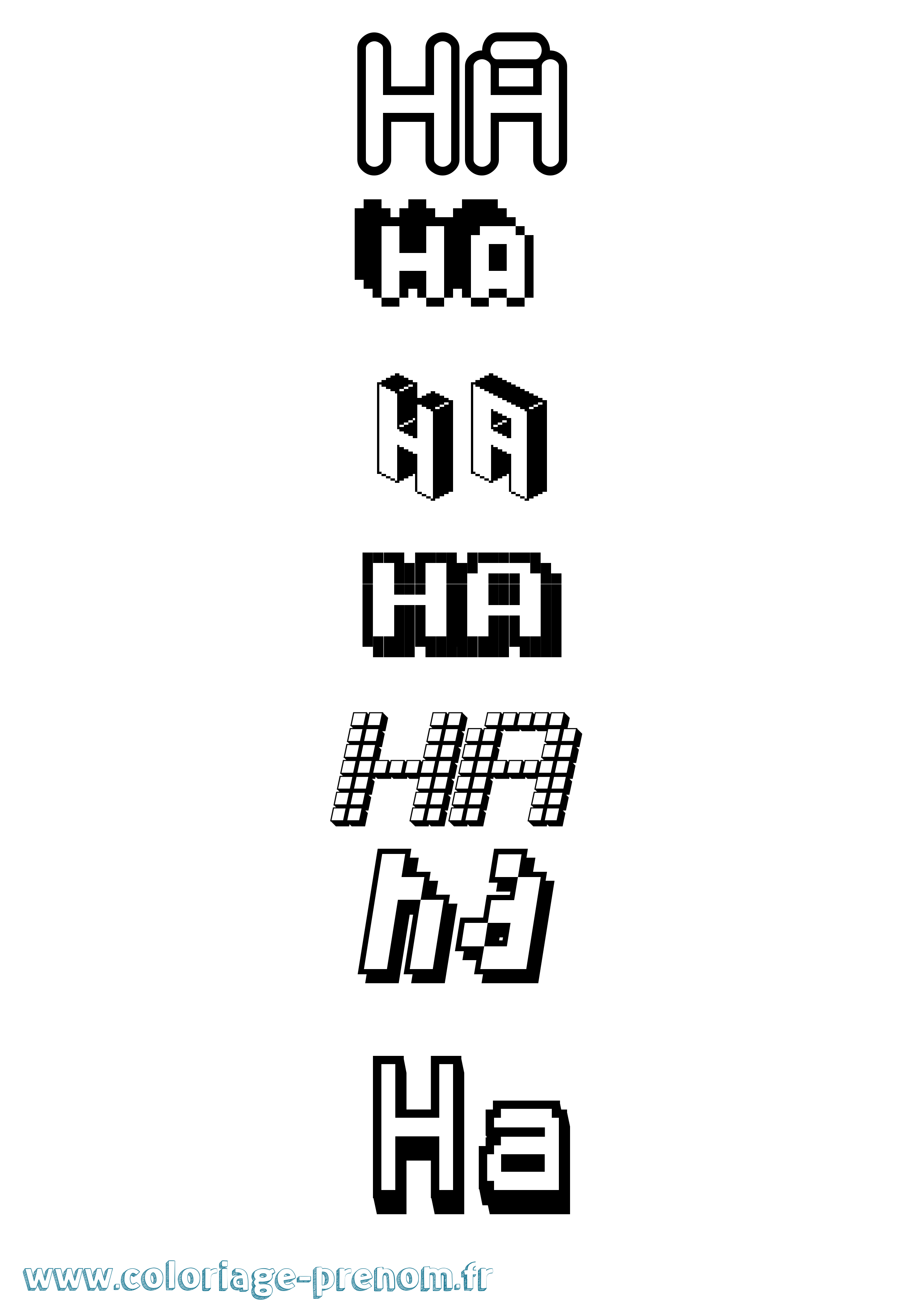 Coloriage Ha Pixel Coloriage prénom Ha Pixel