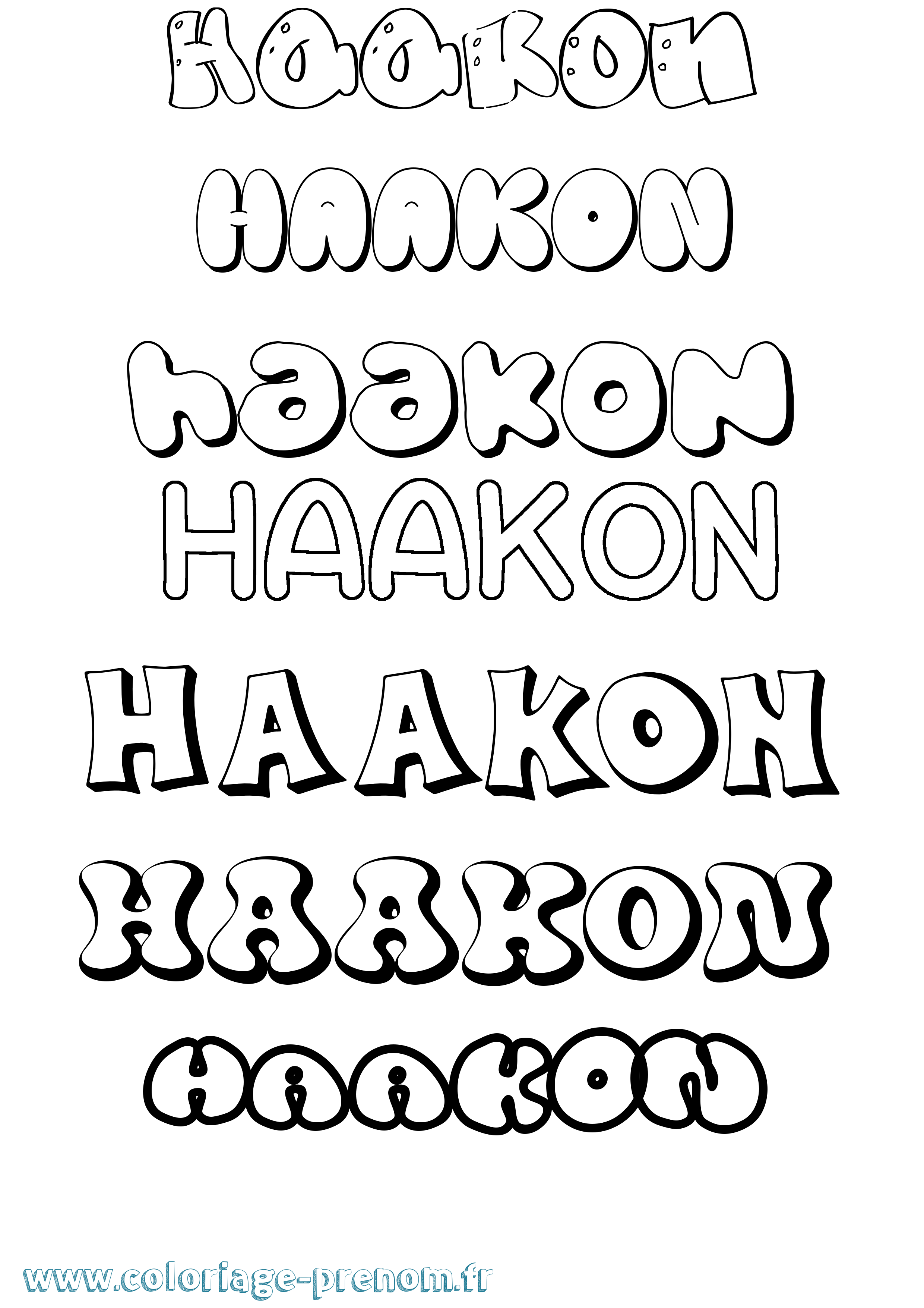 Coloriage prénom Haakon Bubble
