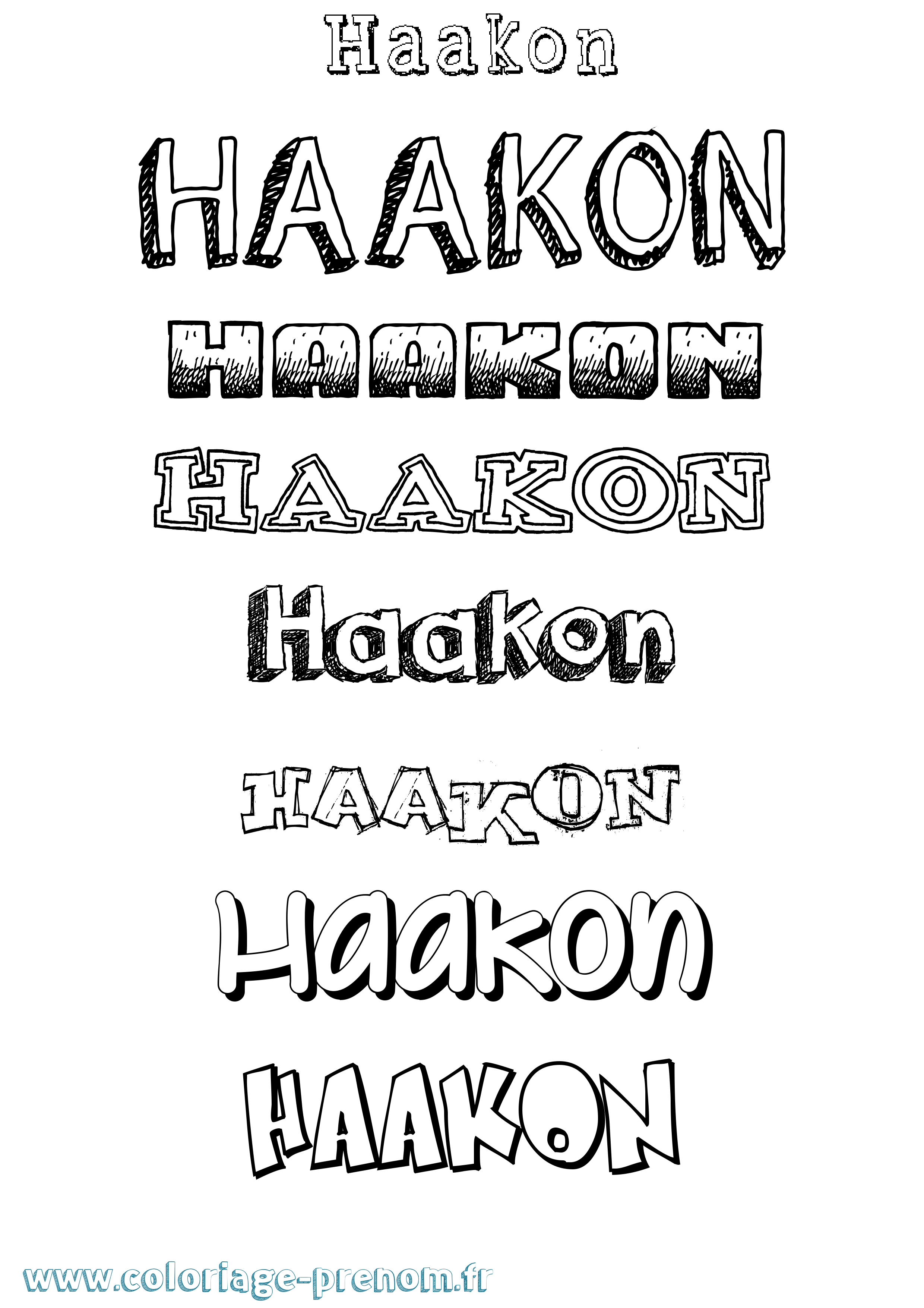 Coloriage prénom Haakon Dessiné