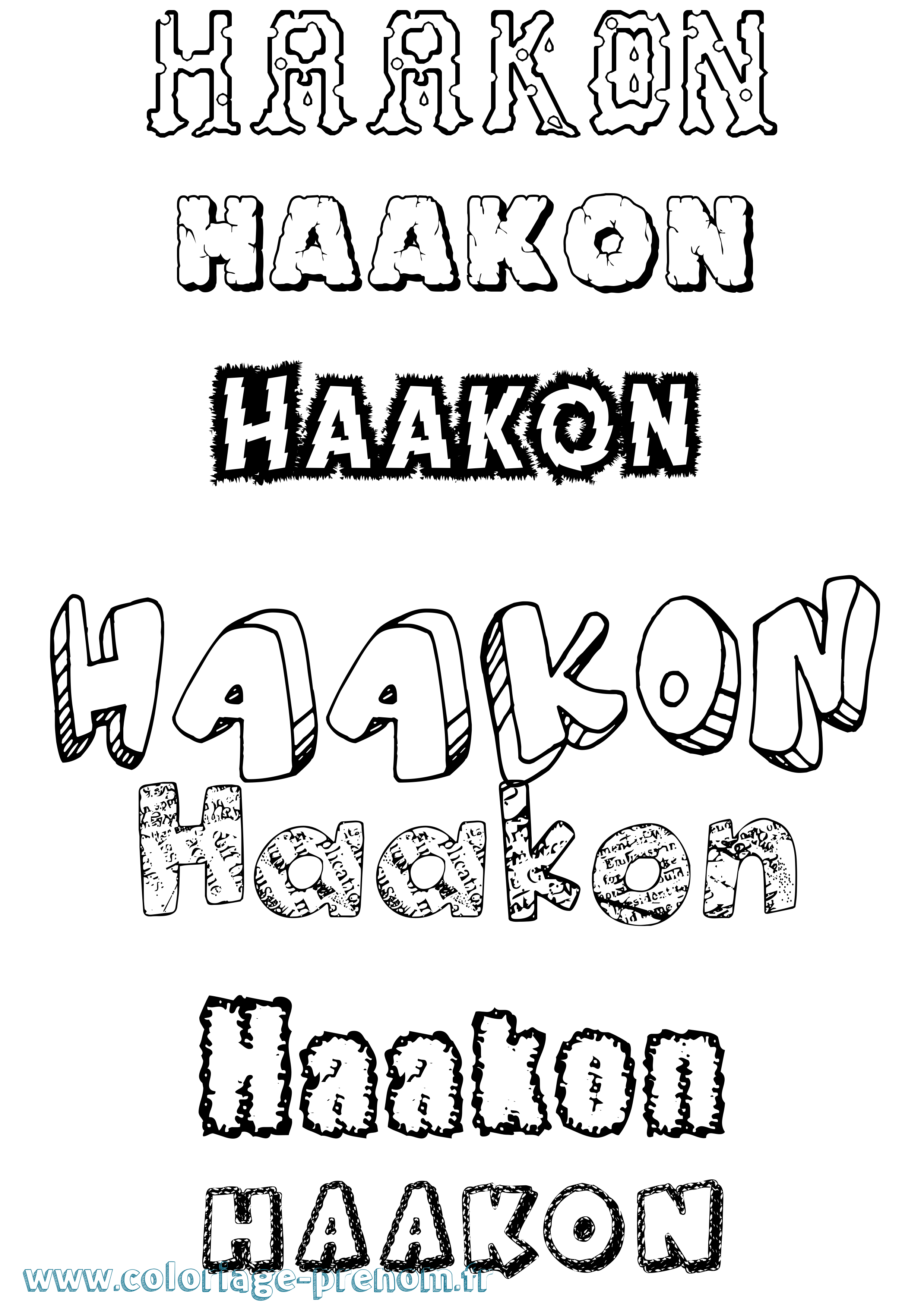 Coloriage prénom Haakon Destructuré