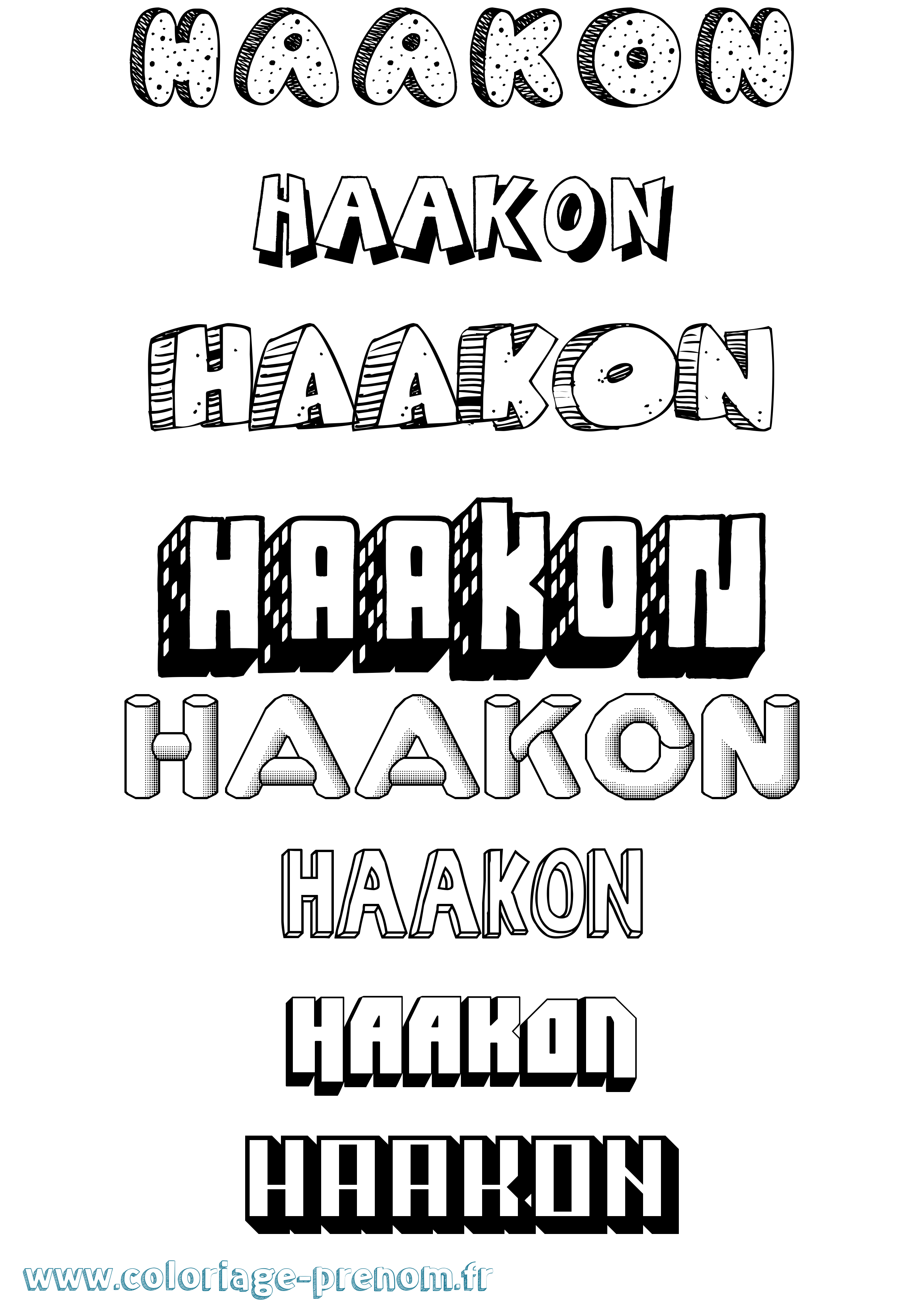 Coloriage prénom Haakon Effet 3D