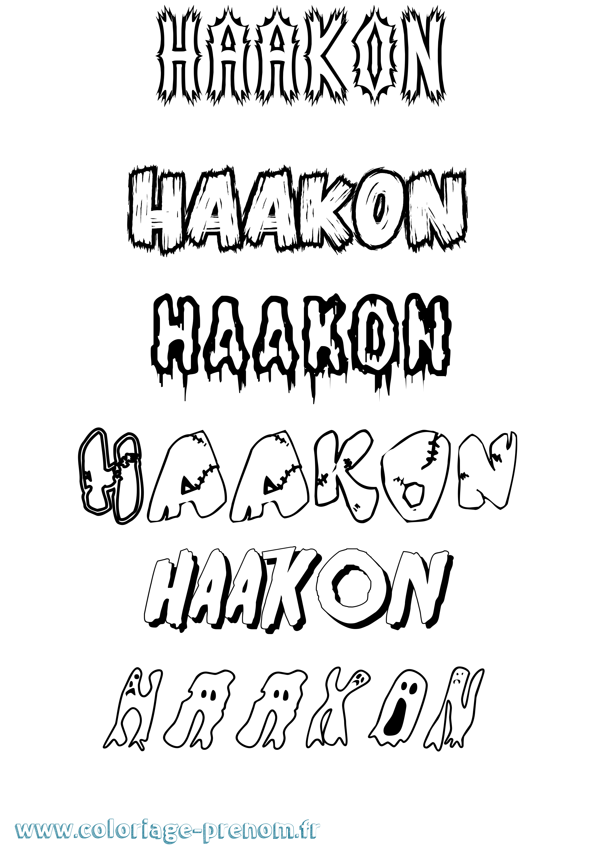 Coloriage prénom Haakon Frisson