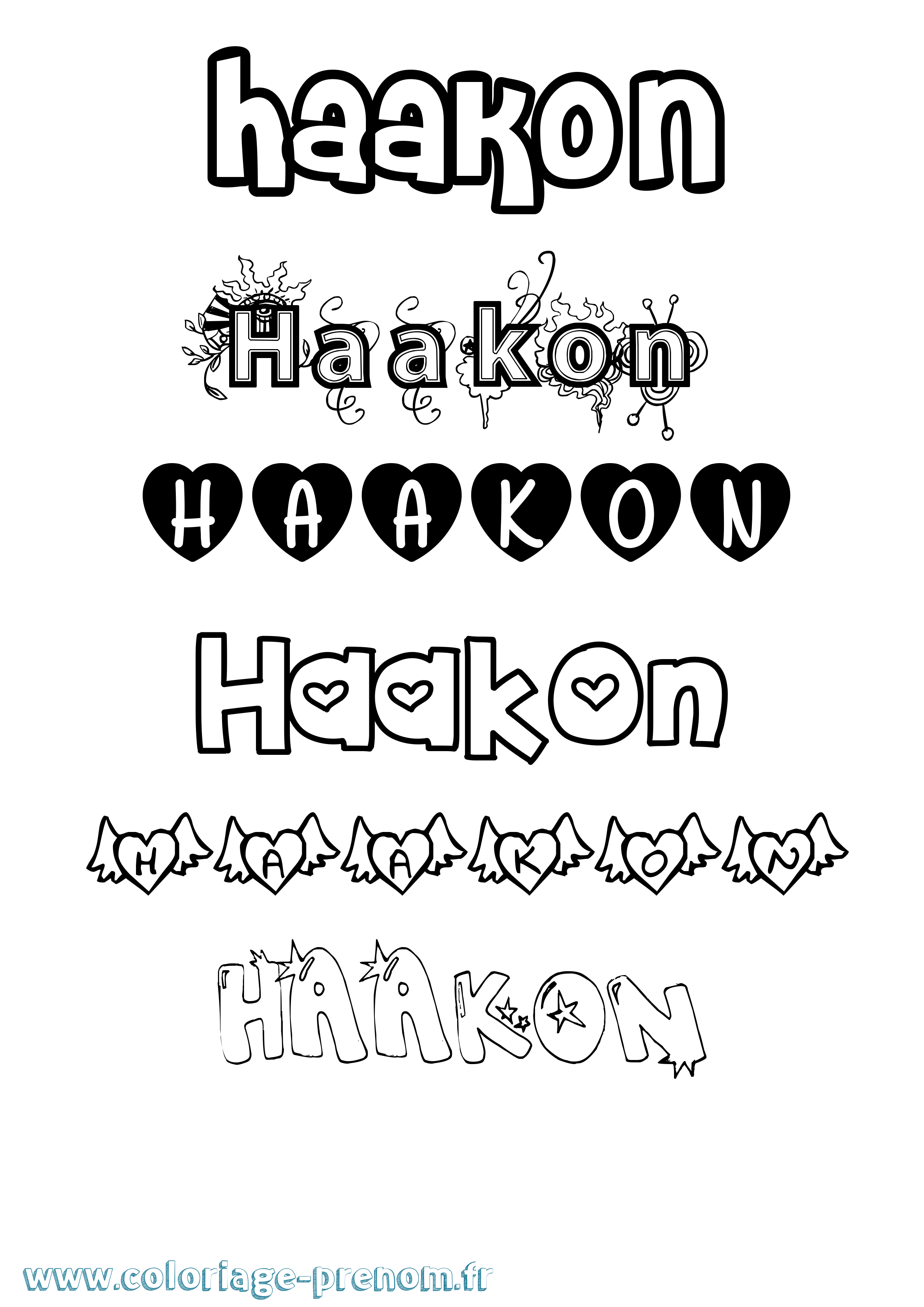 Coloriage prénom Haakon Girly