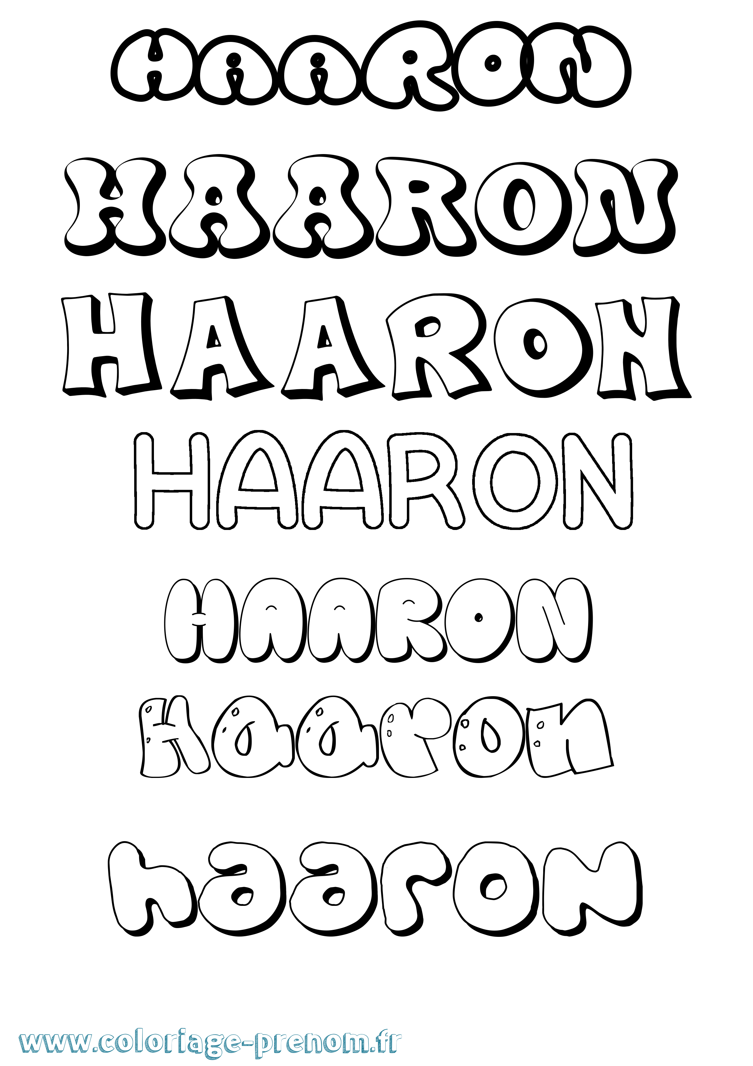 Coloriage prénom Haaron Bubble