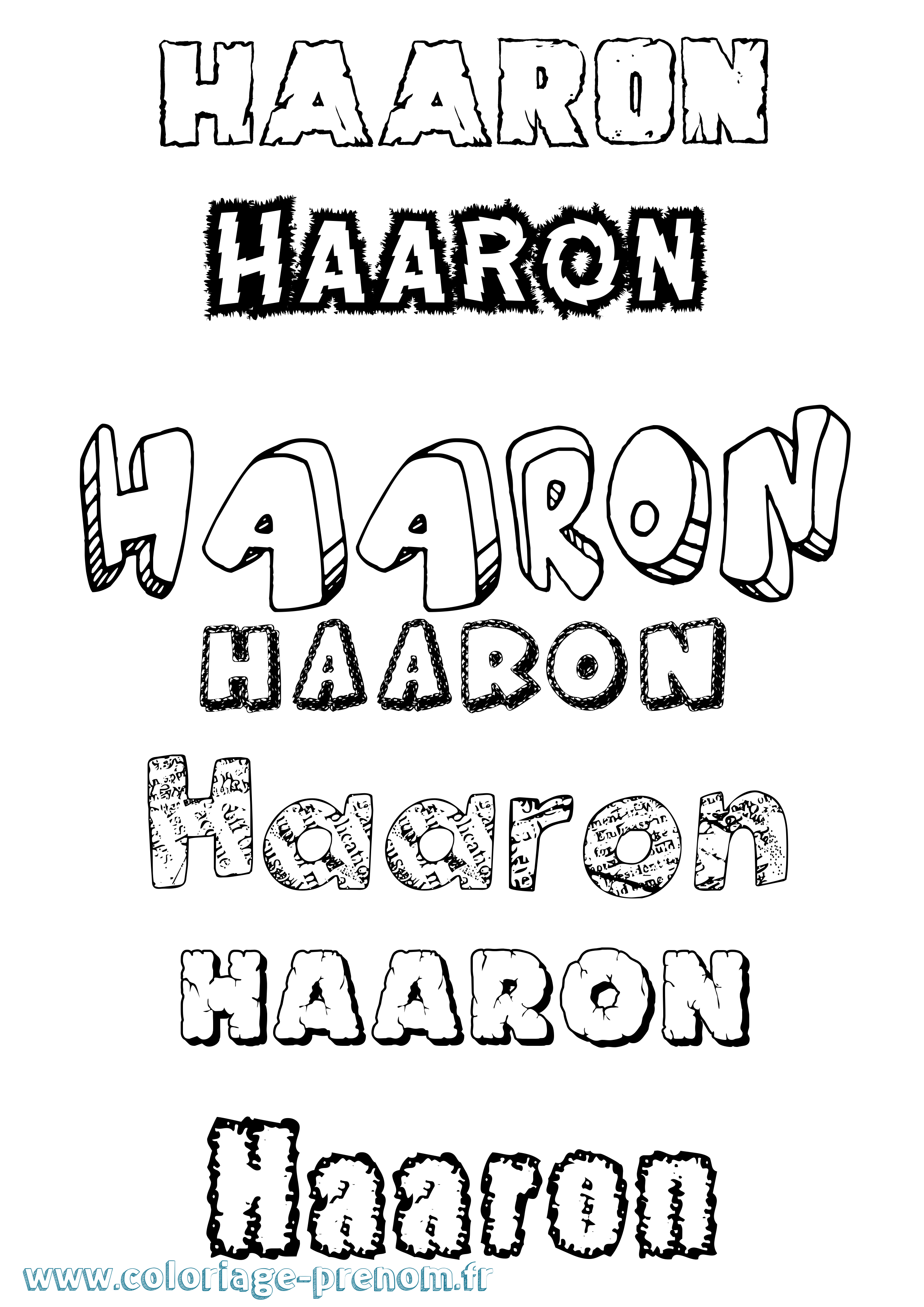 Coloriage prénom Haaron Destructuré