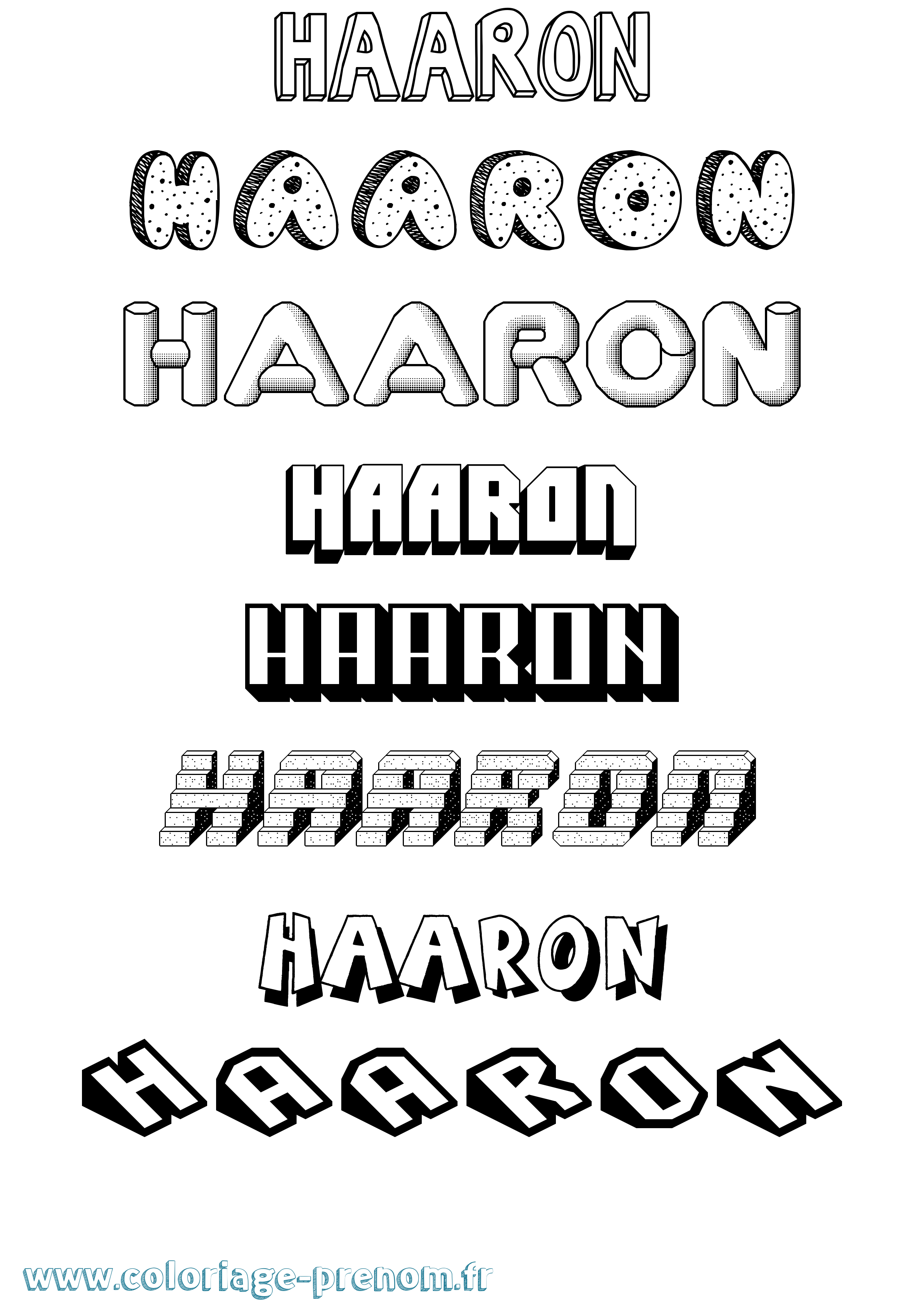 Coloriage prénom Haaron Effet 3D