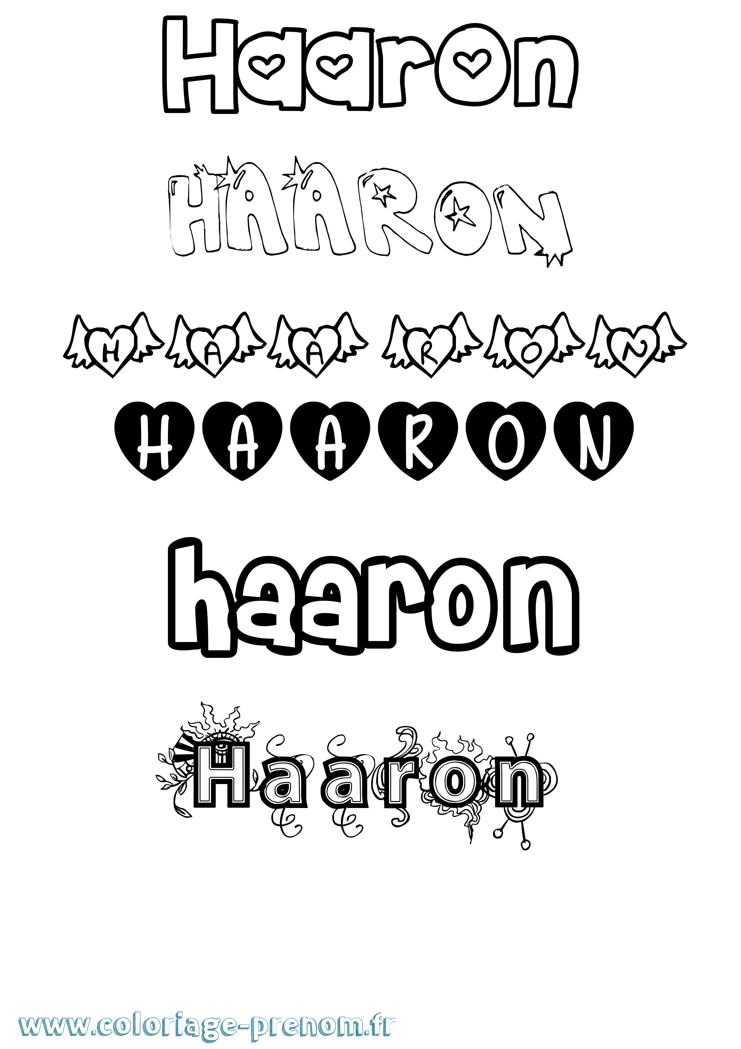 Coloriage prénom Haaron Girly
