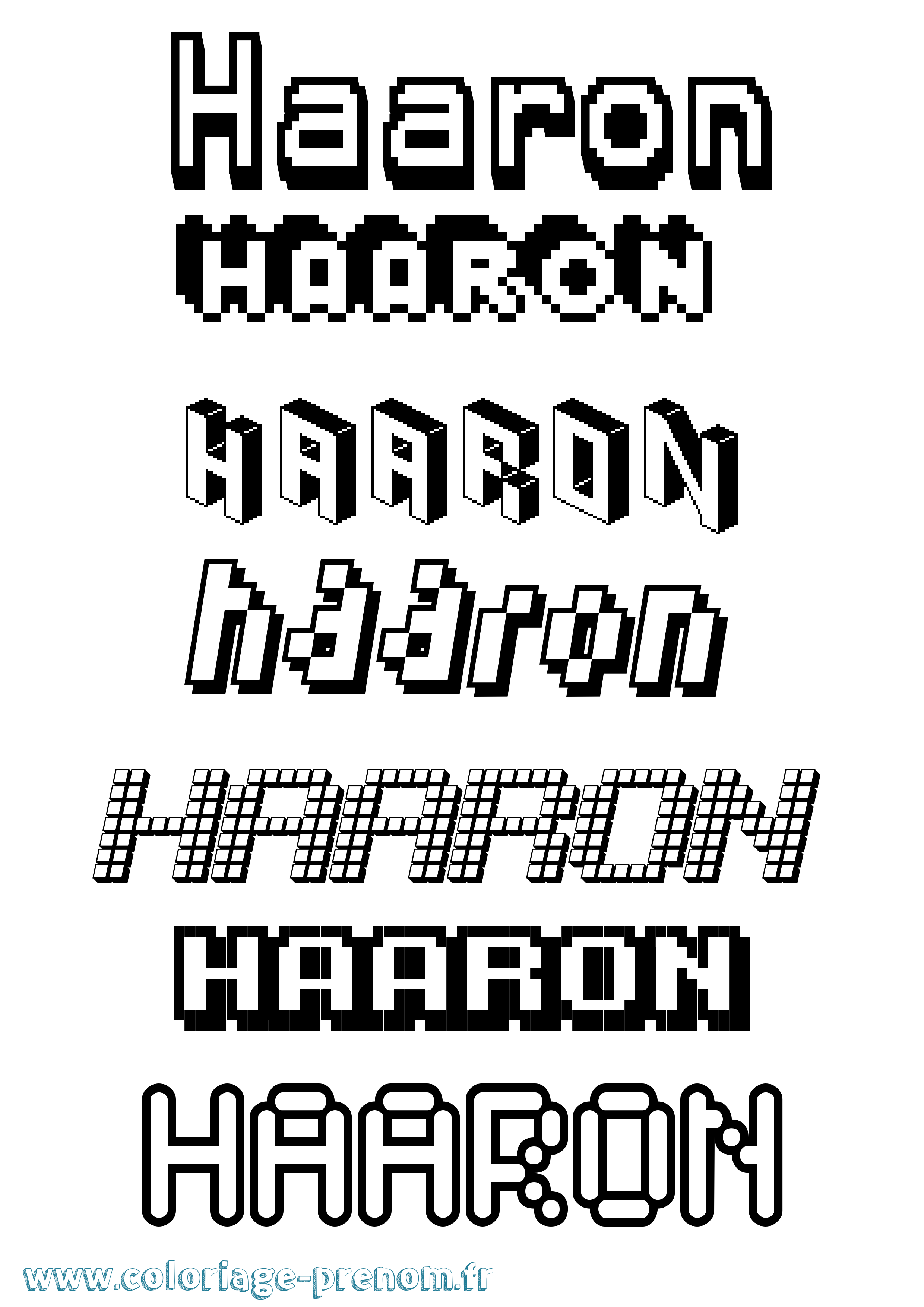Coloriage prénom Haaron Pixel