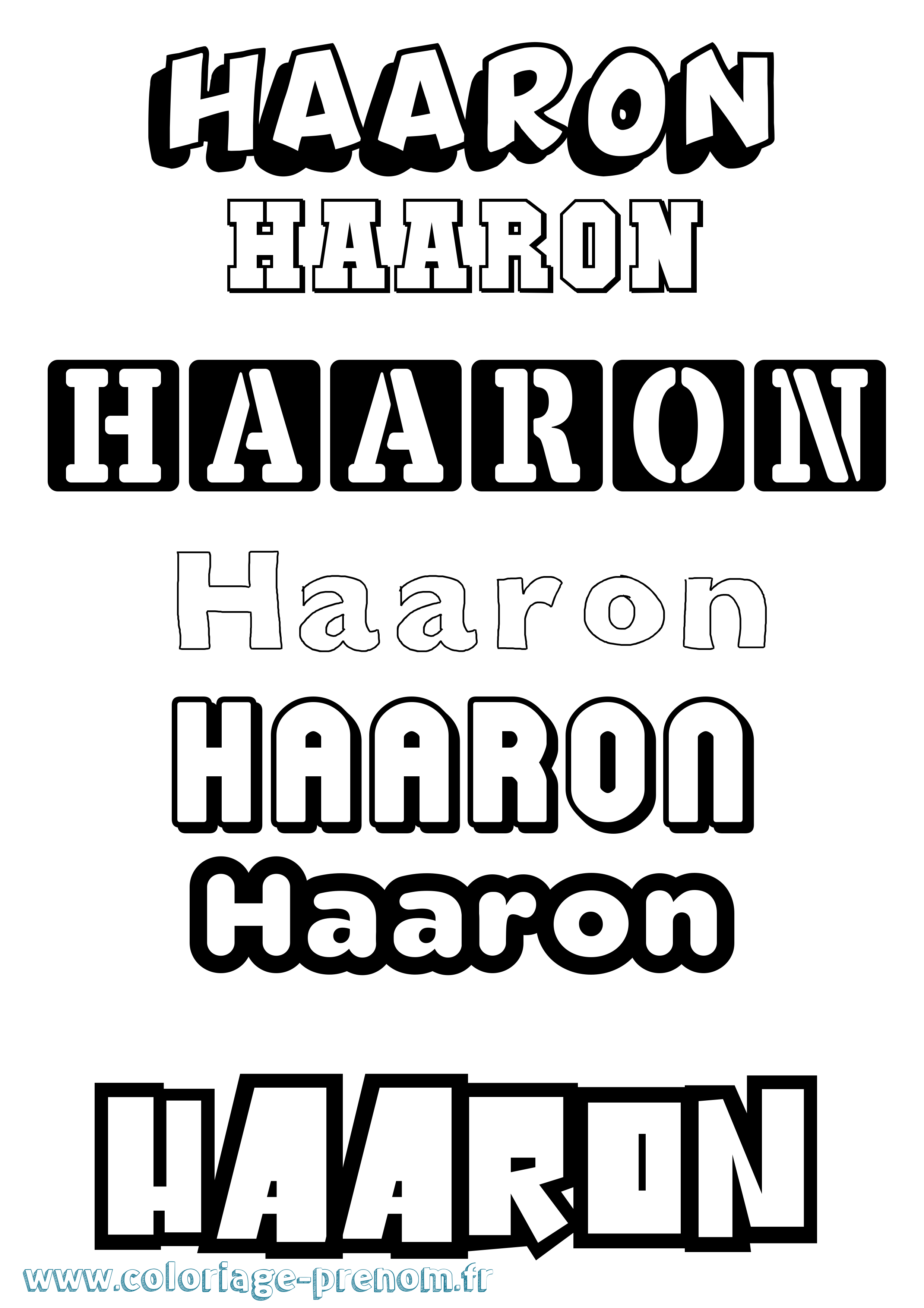 Coloriage prénom Haaron Simple