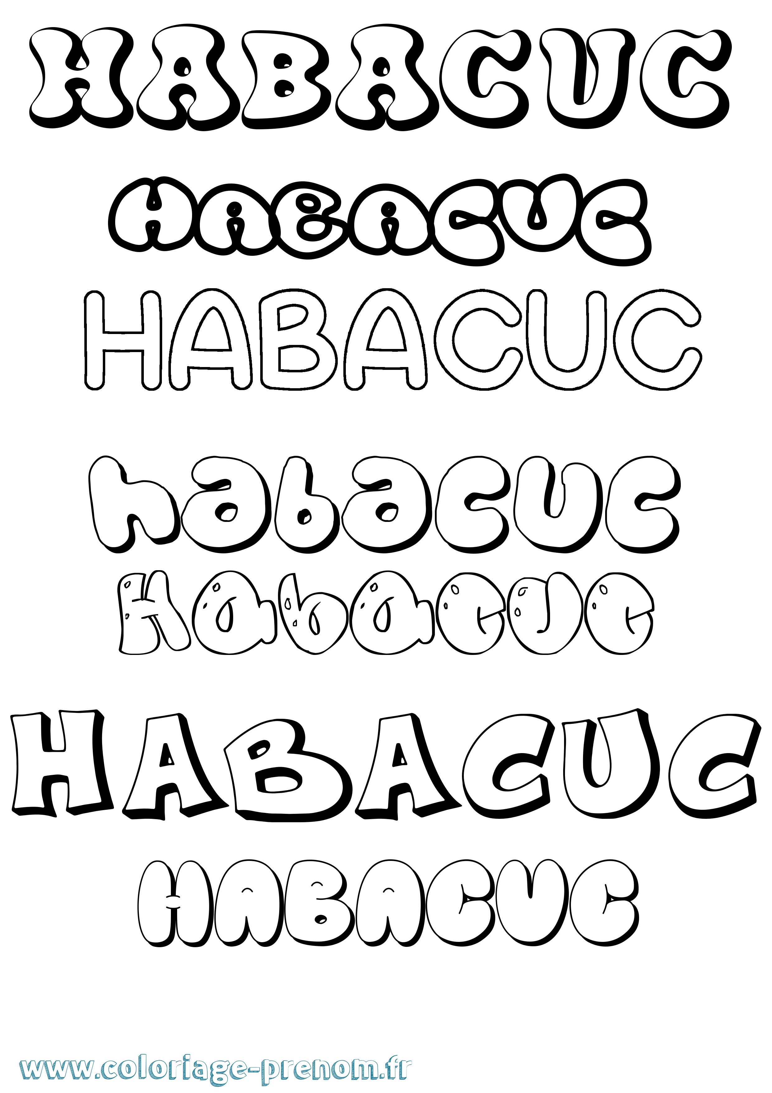 Coloriage prénom Habacuc Bubble