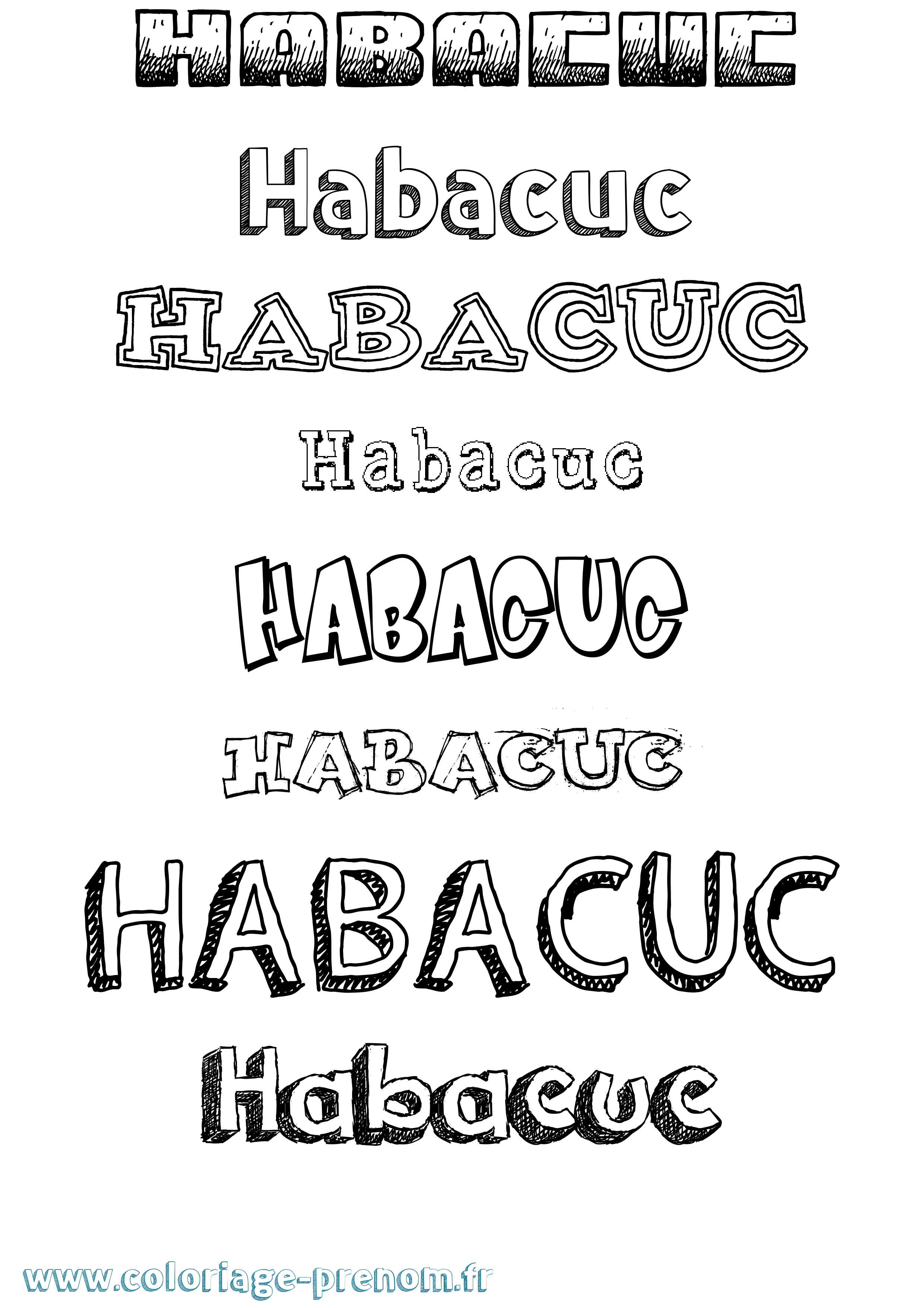 Coloriage prénom Habacuc Dessiné