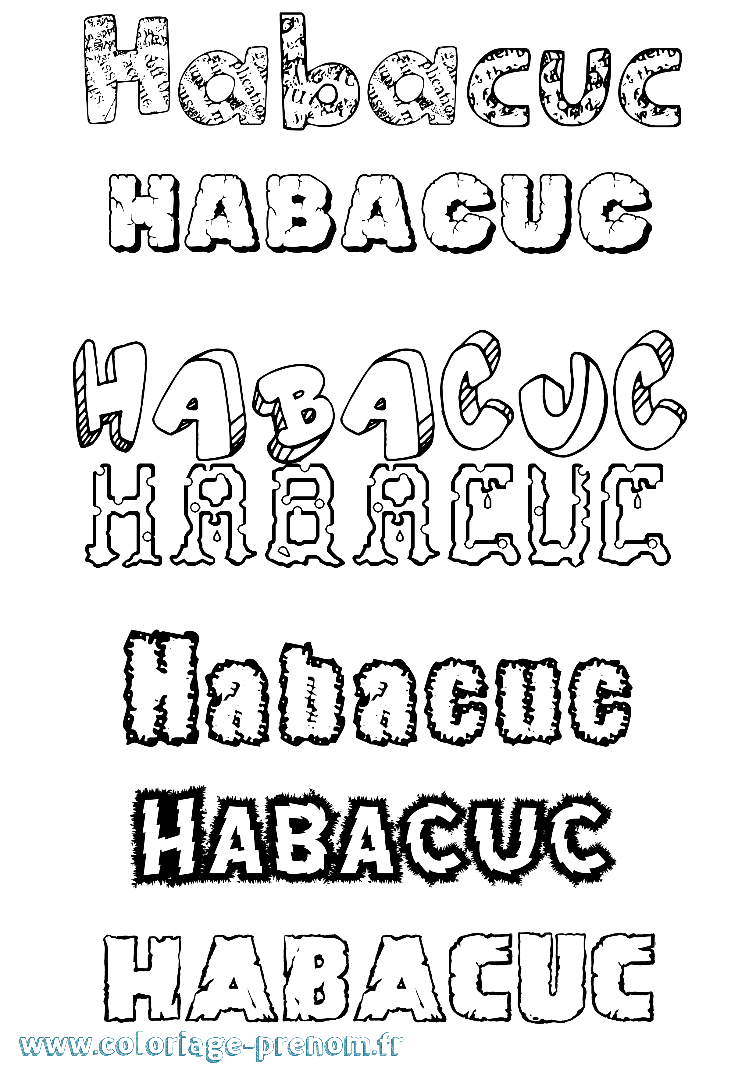 Coloriage prénom Habacuc Destructuré