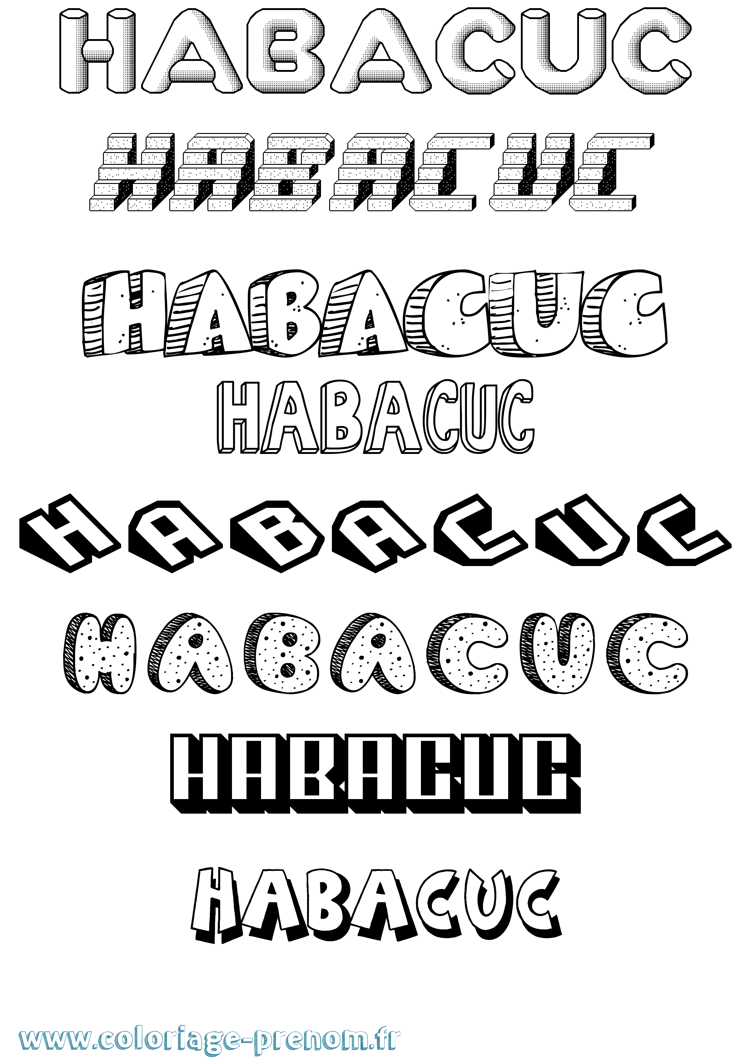 Coloriage Habacuc Effet 3D Coloriage prénom Habacuc Effet 3D