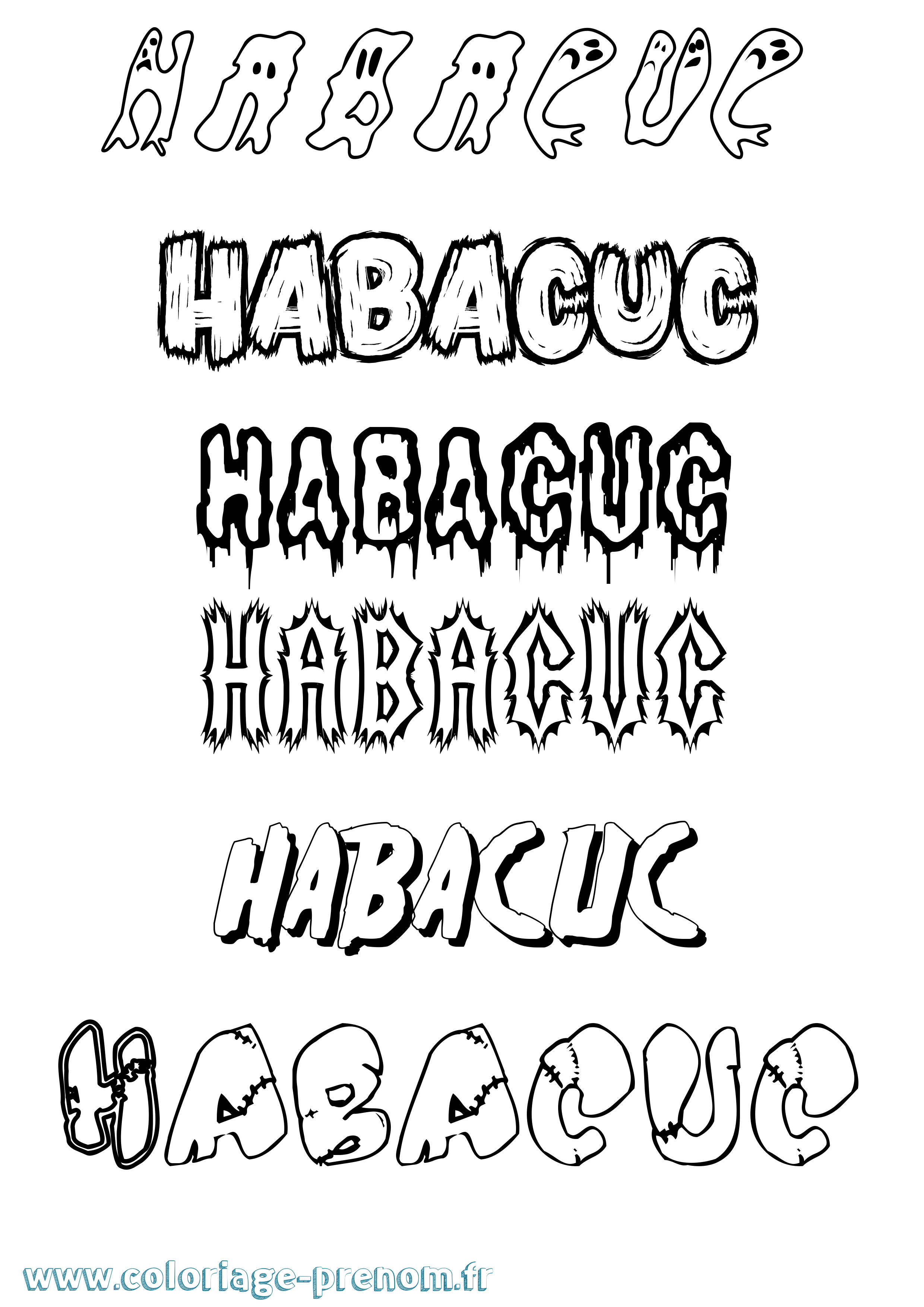 Coloriage Habacuc Frisson Coloriage prénom Habacuc Frisson