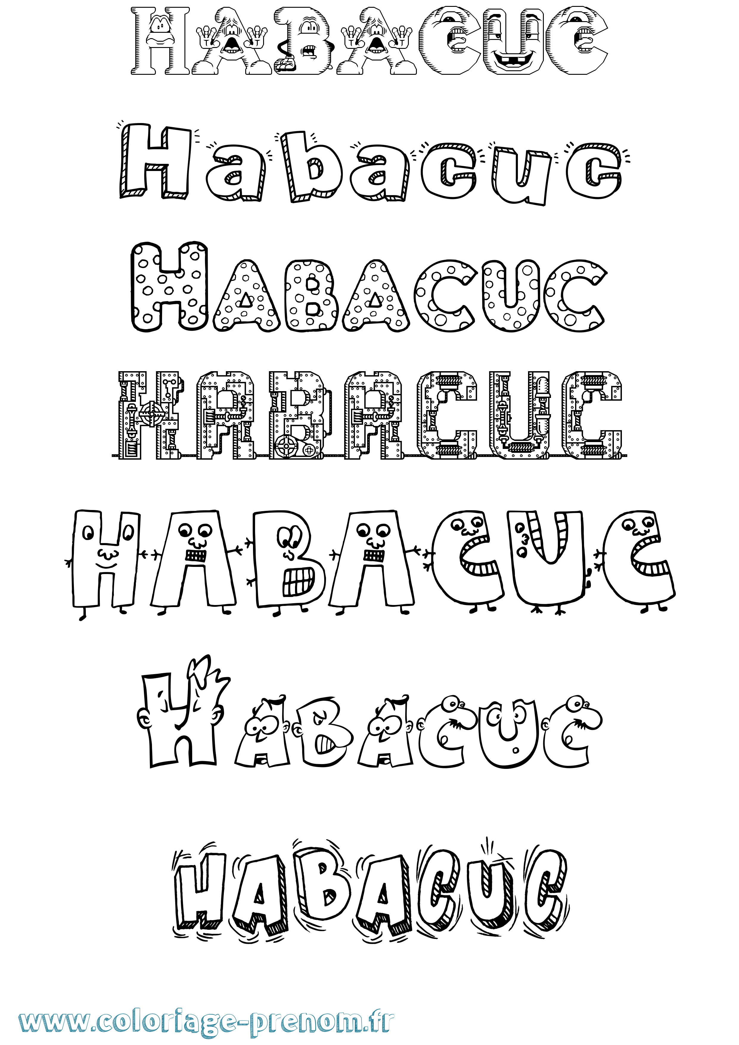 Coloriage prénom Habacuc Fun