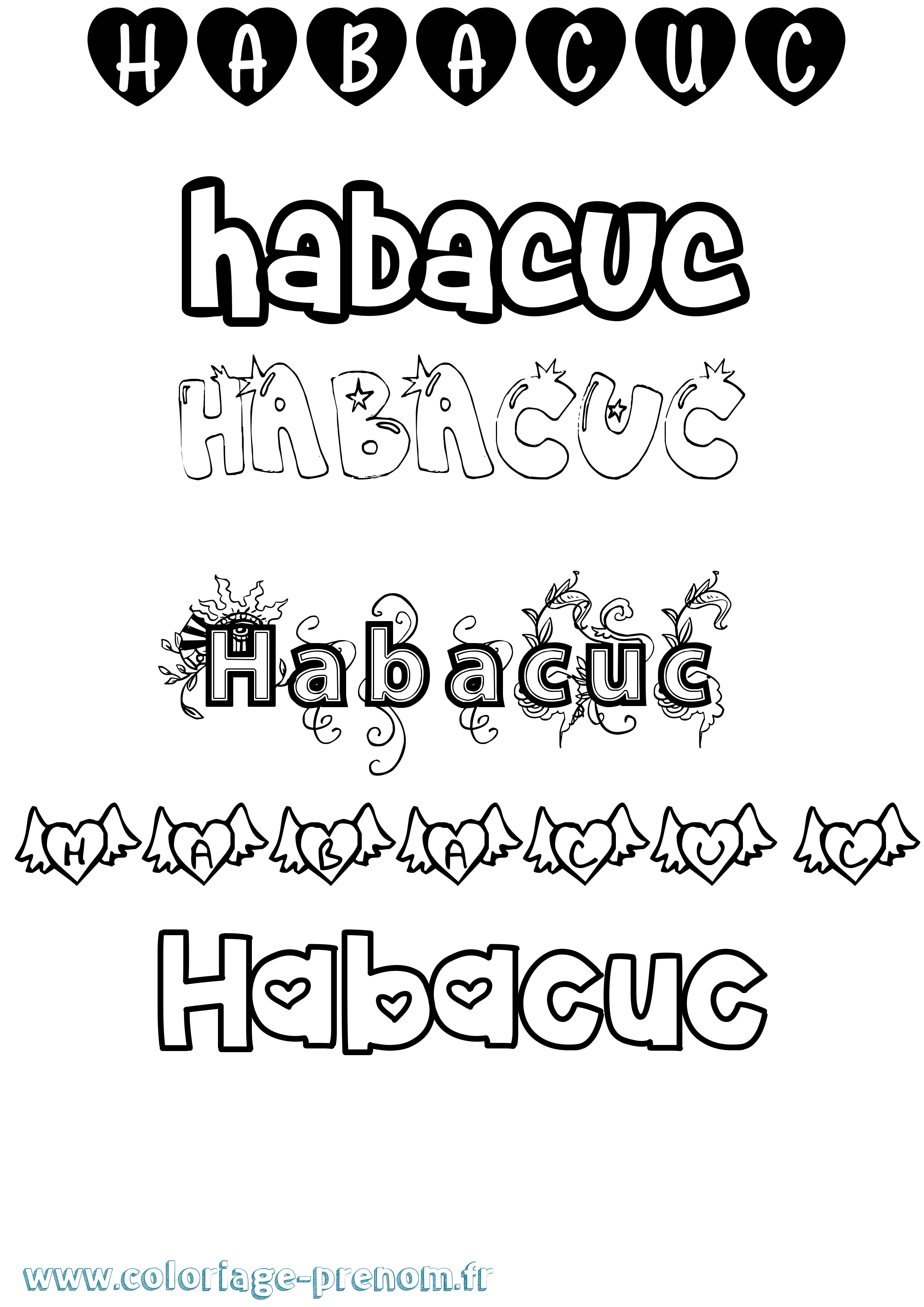 Coloriage prénom Habacuc Girly