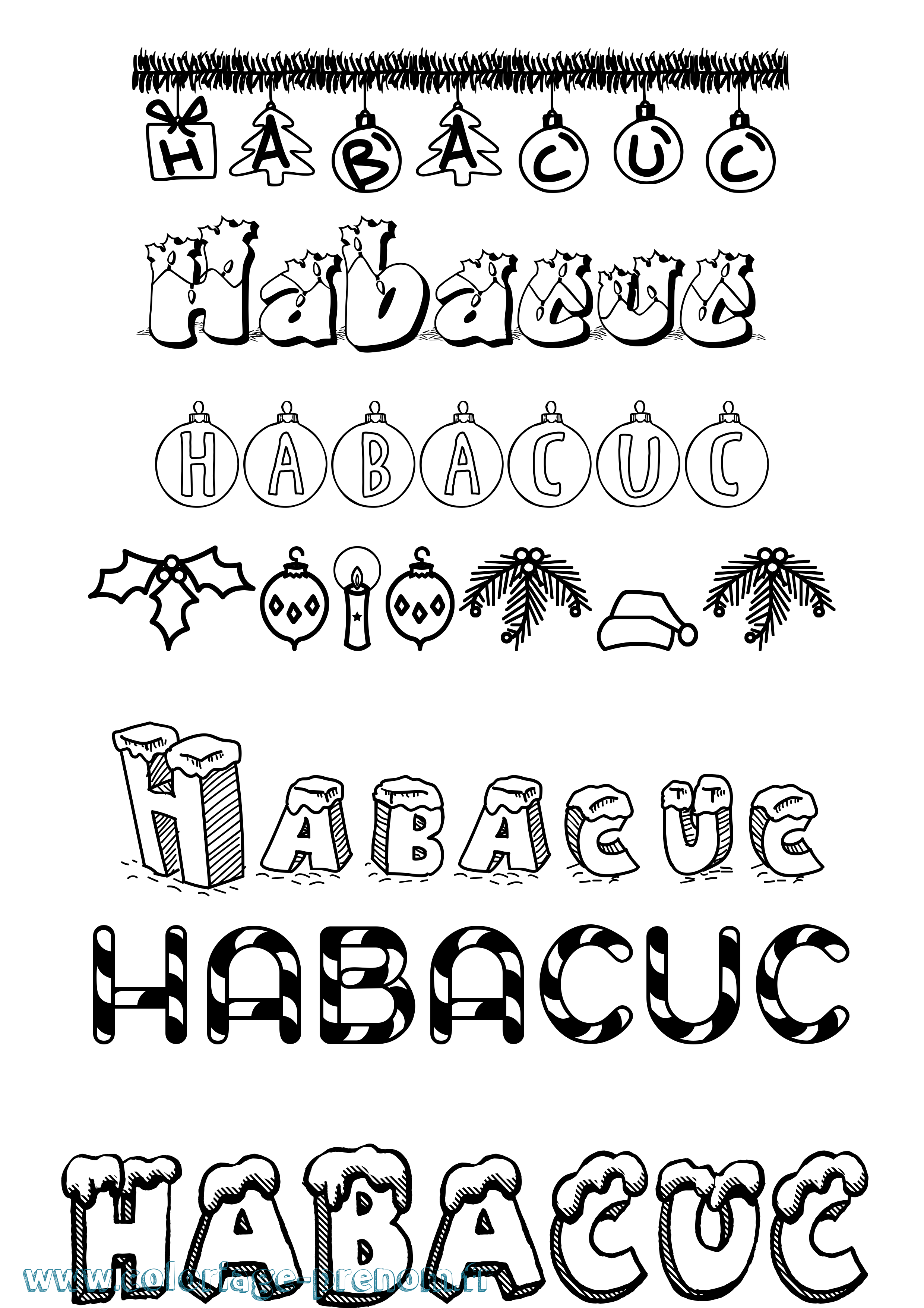 Coloriage prénom Habacuc Noël