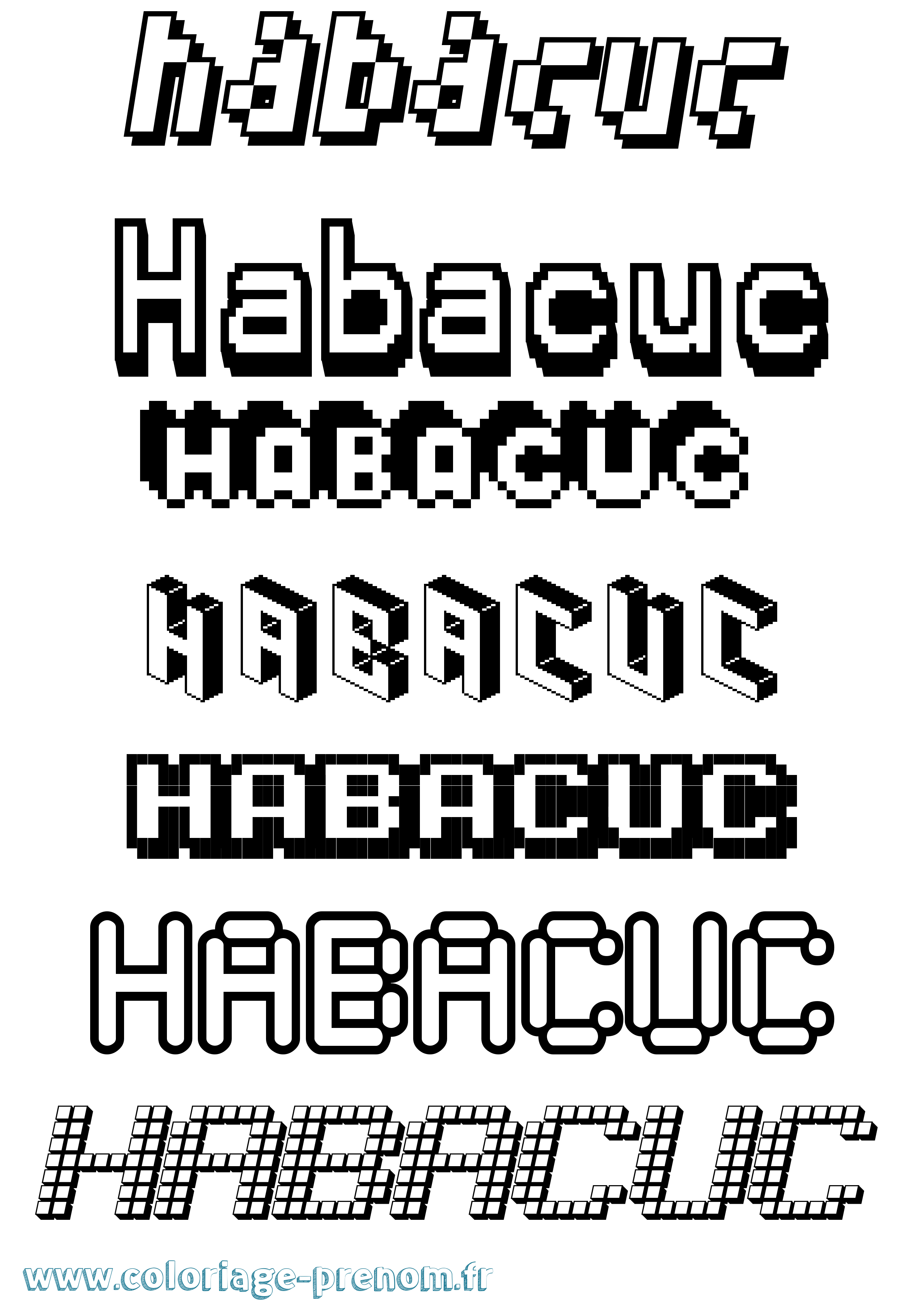 Coloriage Habacuc Pixel Coloriage prénom Habacuc Pixel