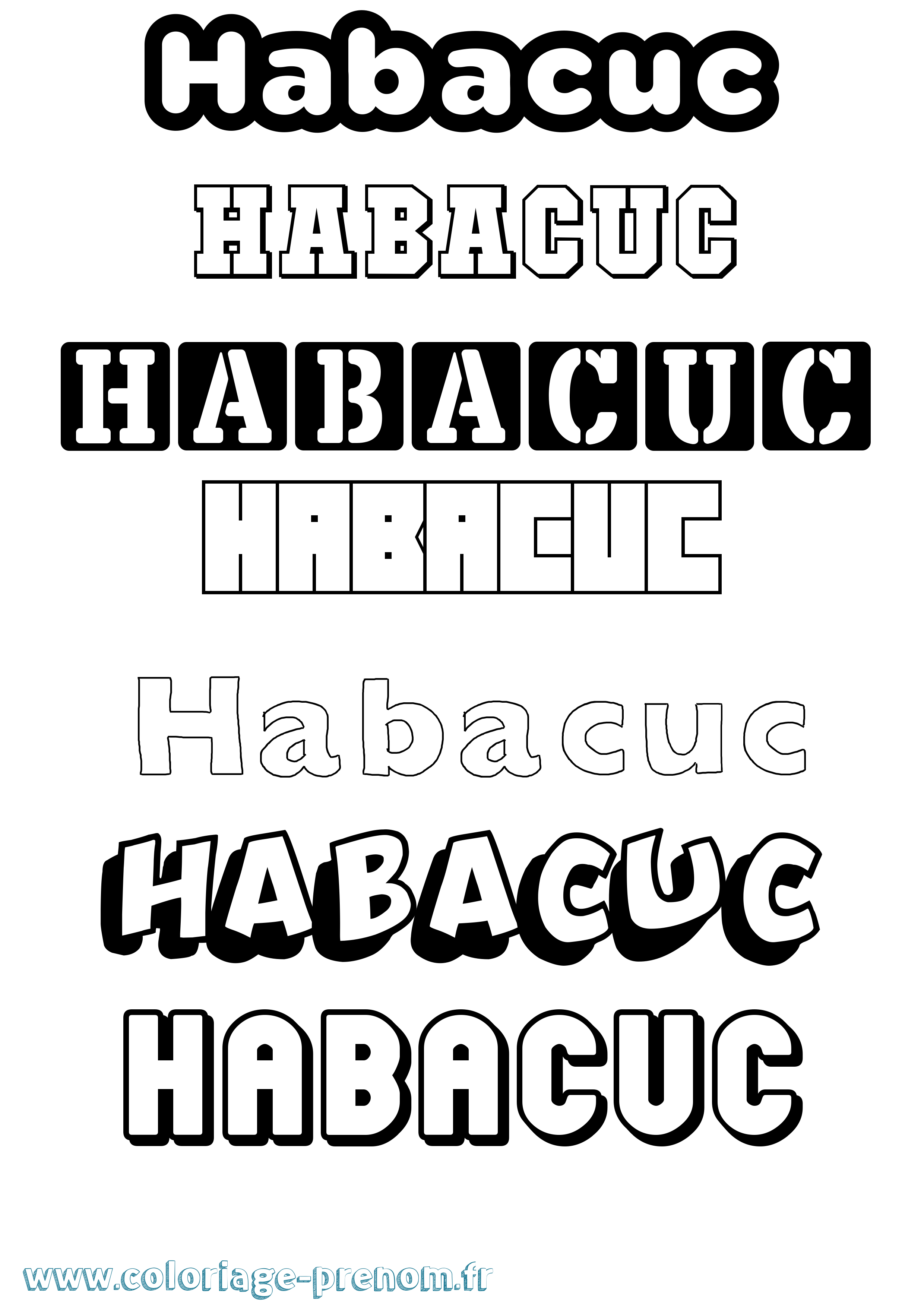 Coloriage prénom Habacuc Simple