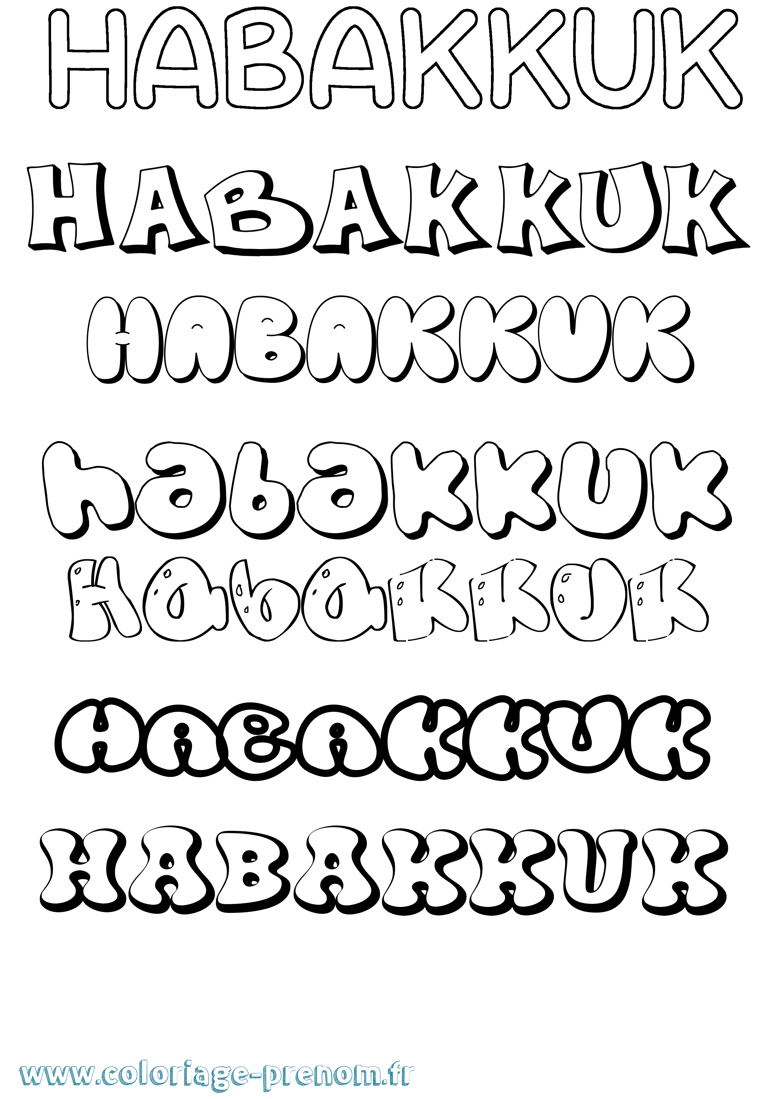 Coloriage prénom Habakkuk Bubble