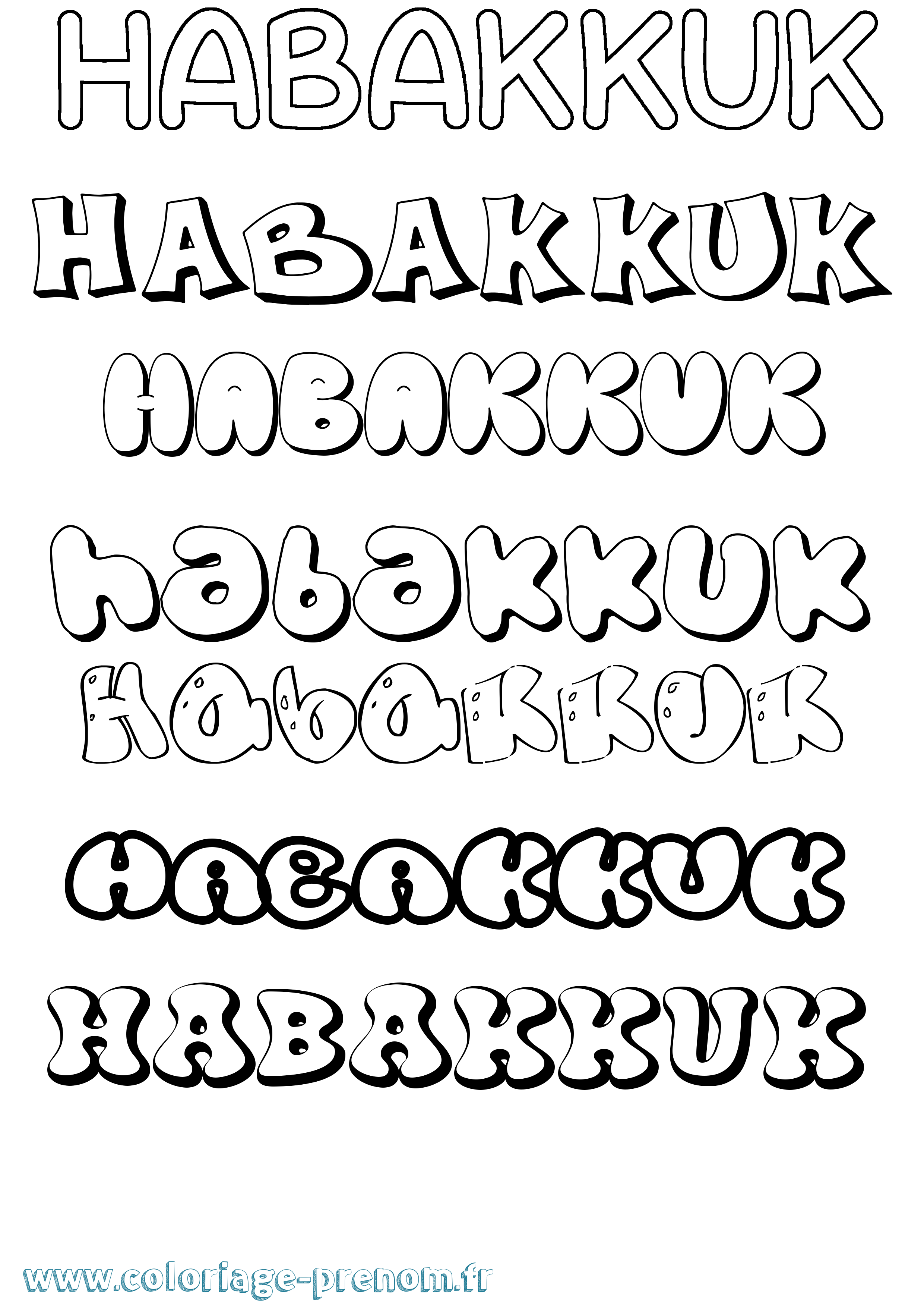 Coloriage Habakkuk Bubble Coloriage prénom Habakkuk Bubble