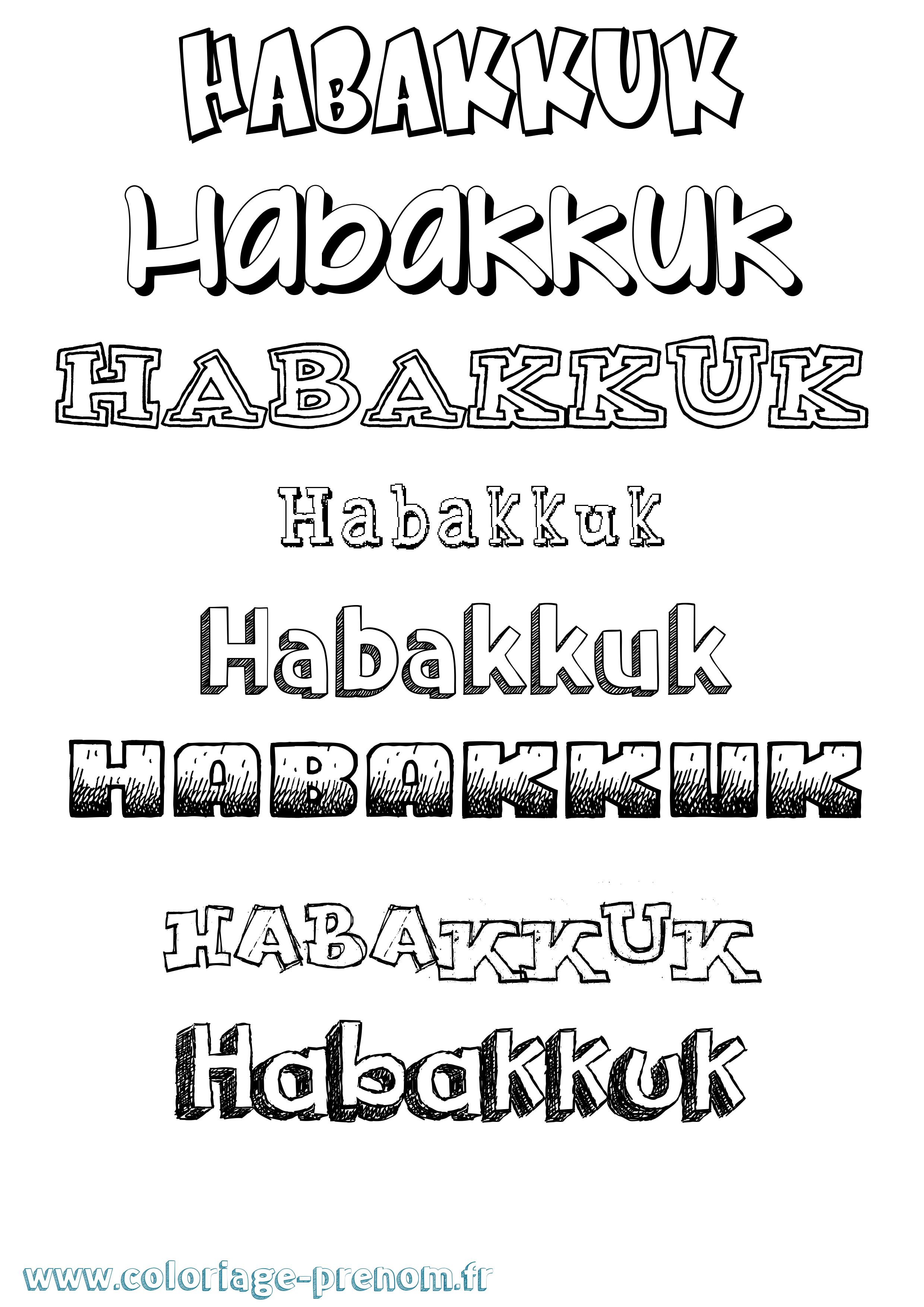 Coloriage prénom Habakkuk Dessiné