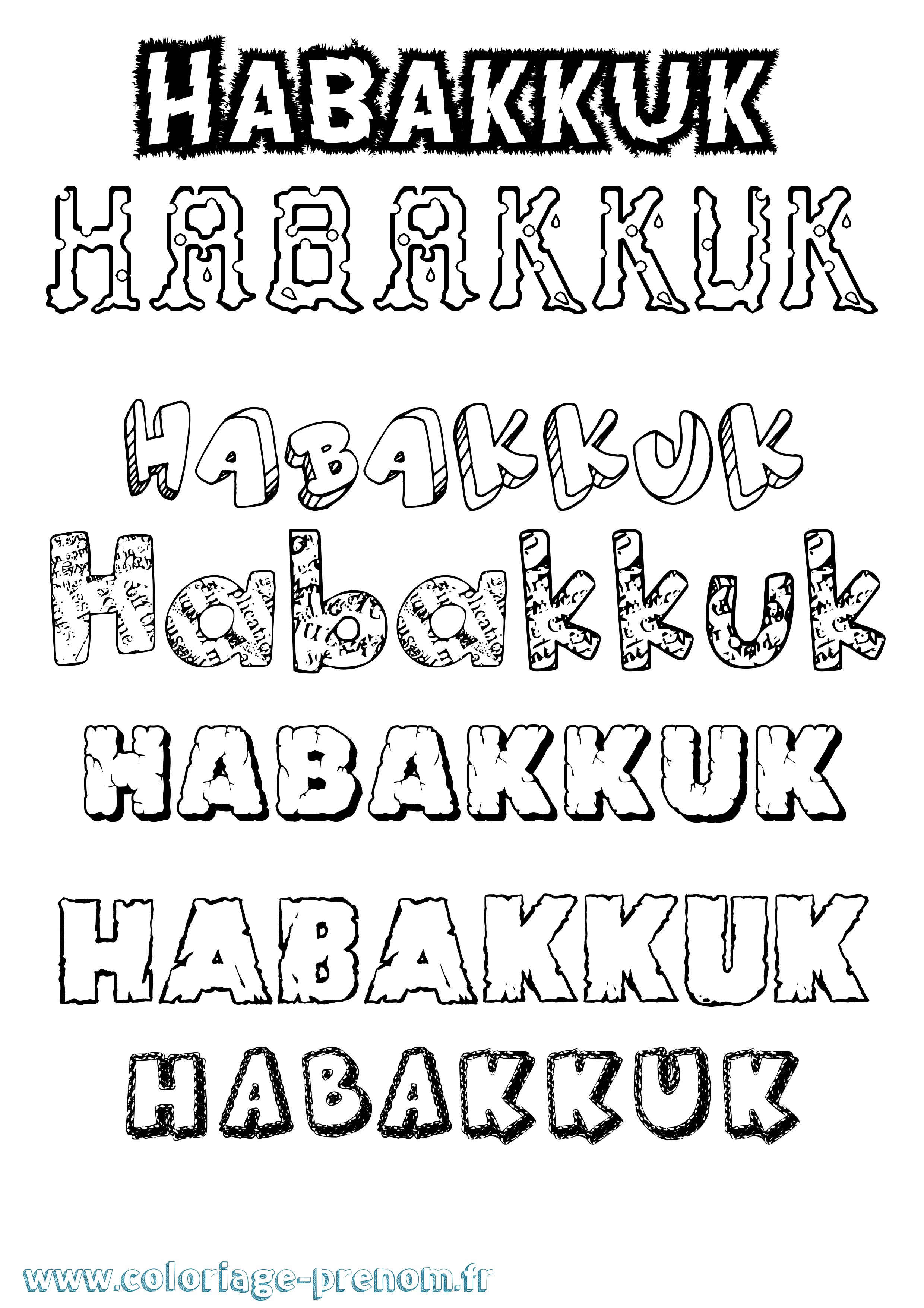 Coloriage prénom Habakkuk Destructuré
