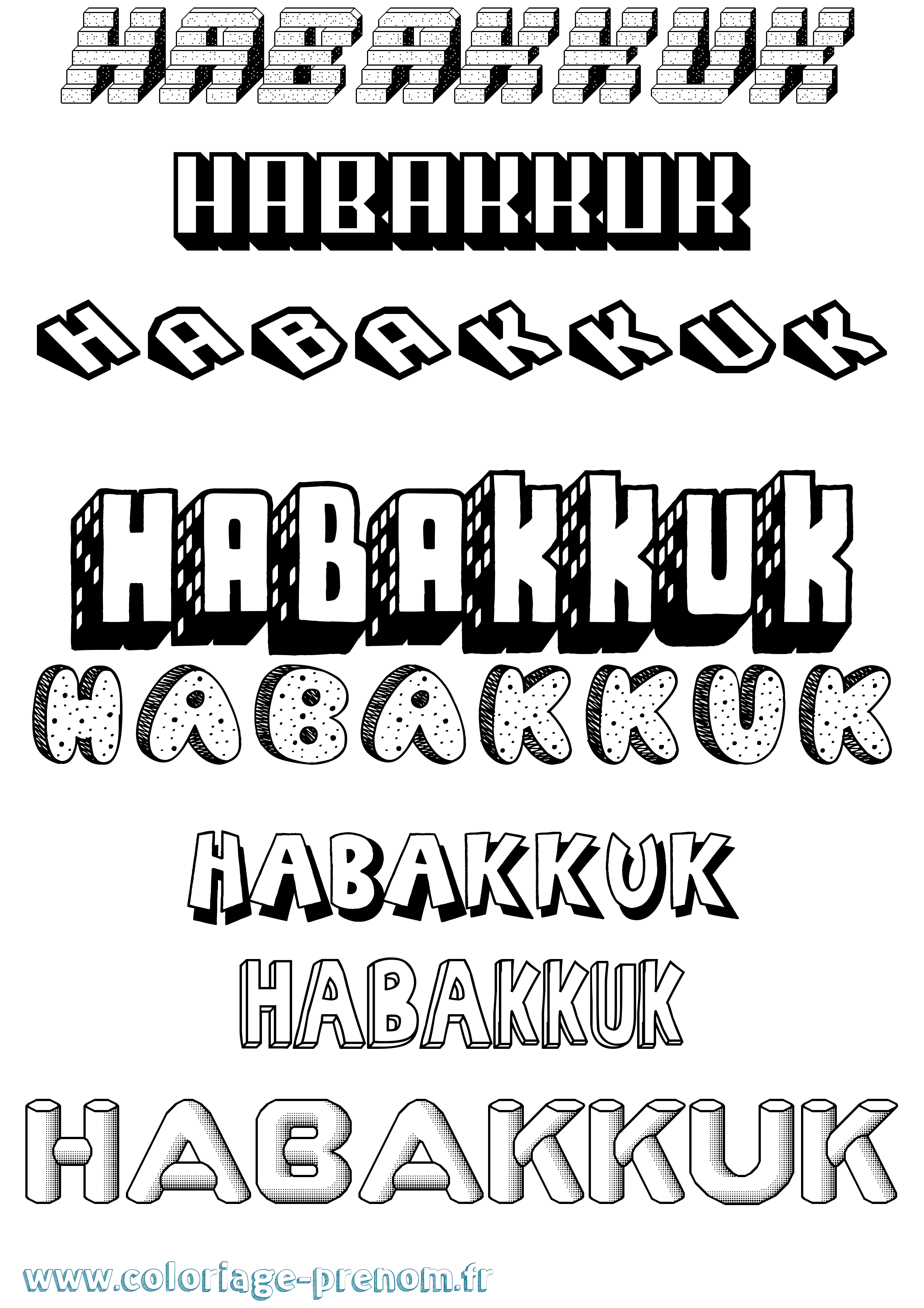 Coloriage prénom Habakkuk Effet 3D