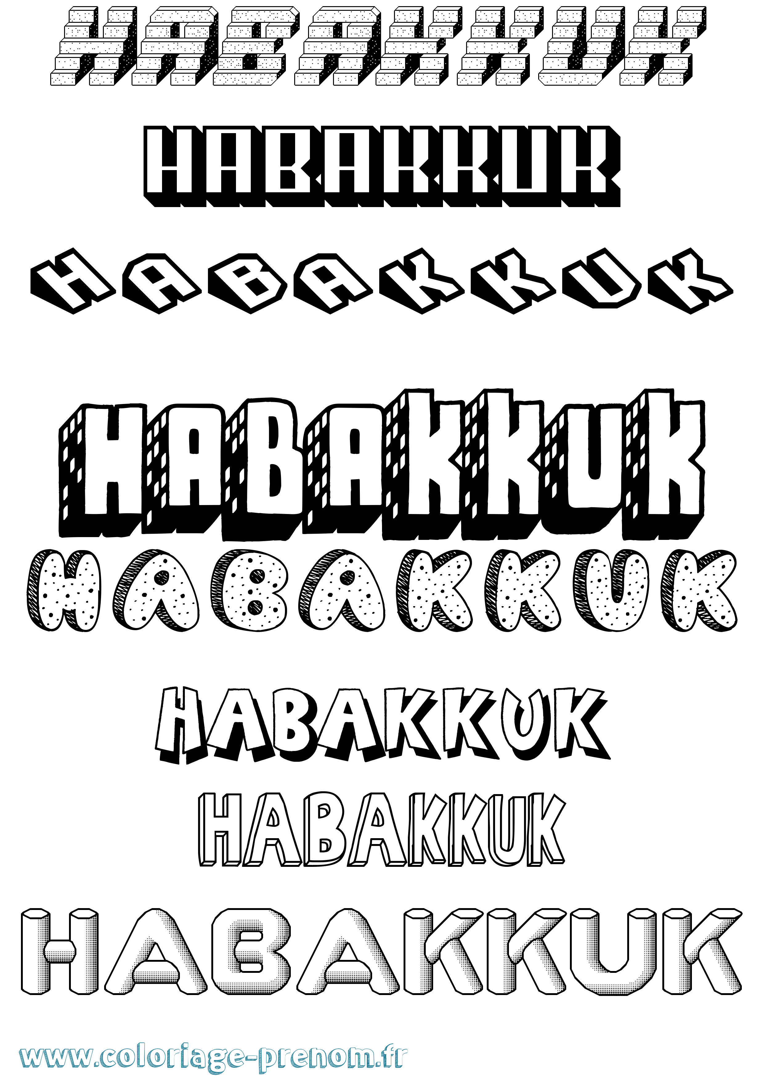 Coloriage Habakkuk Effet 3D Coloriage prénom Habakkuk Effet 3D