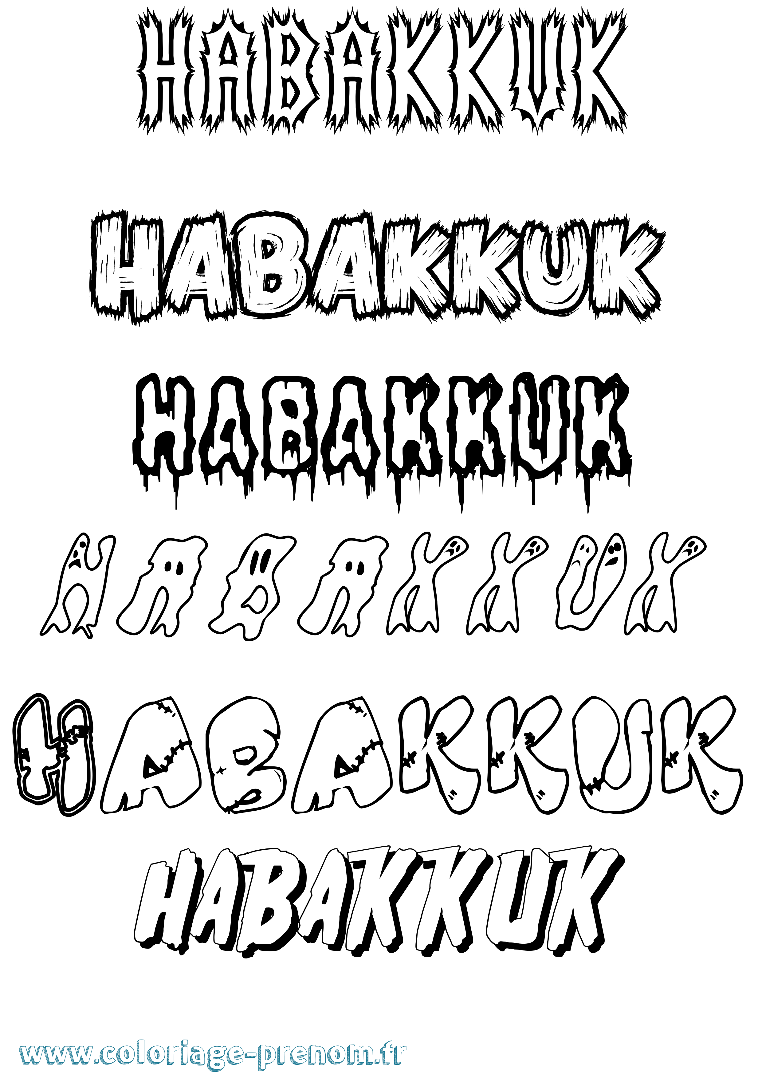 Coloriage Habakkuk Frisson Coloriage prénom Habakkuk Frisson