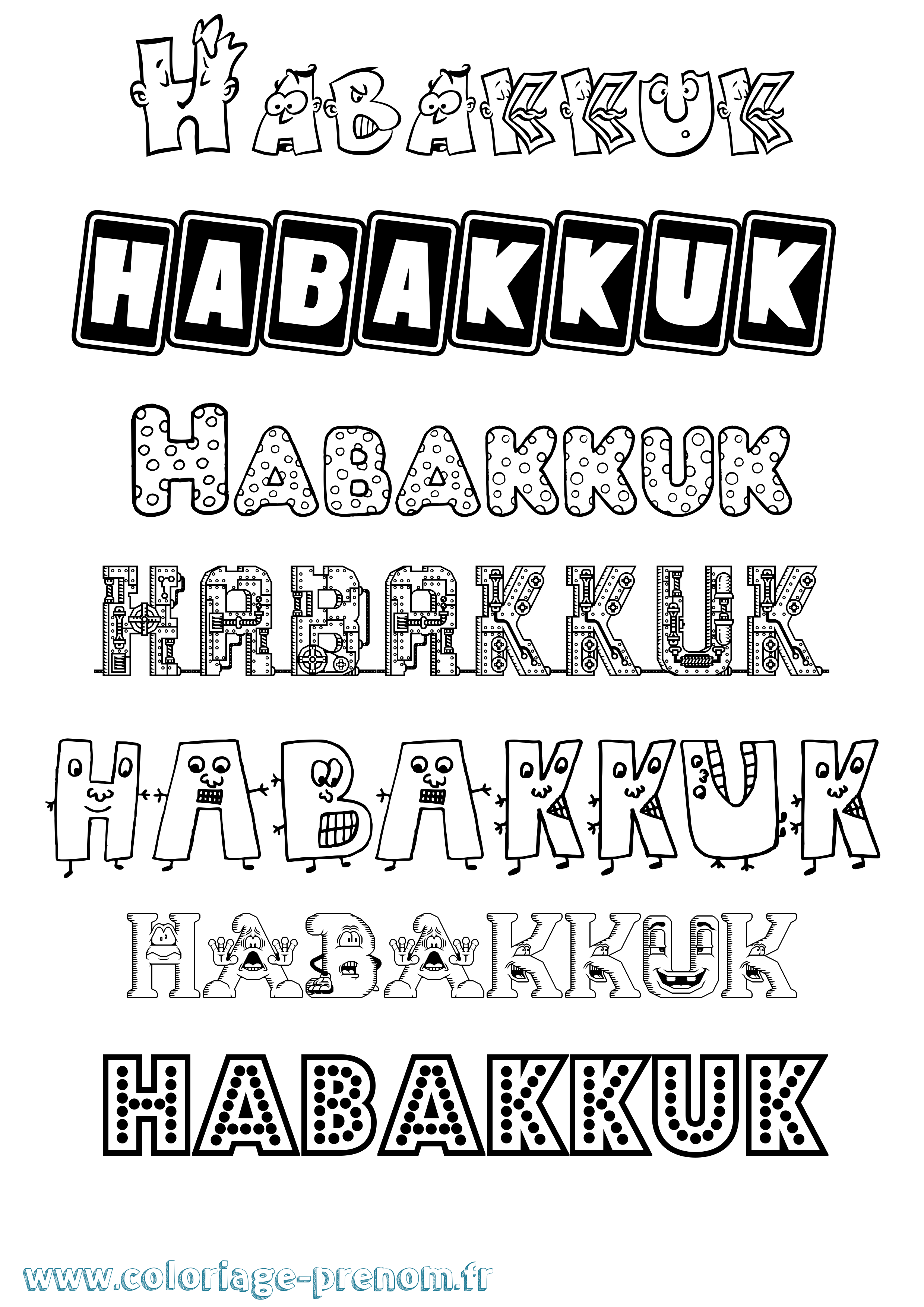 Coloriage prénom Habakkuk Fun