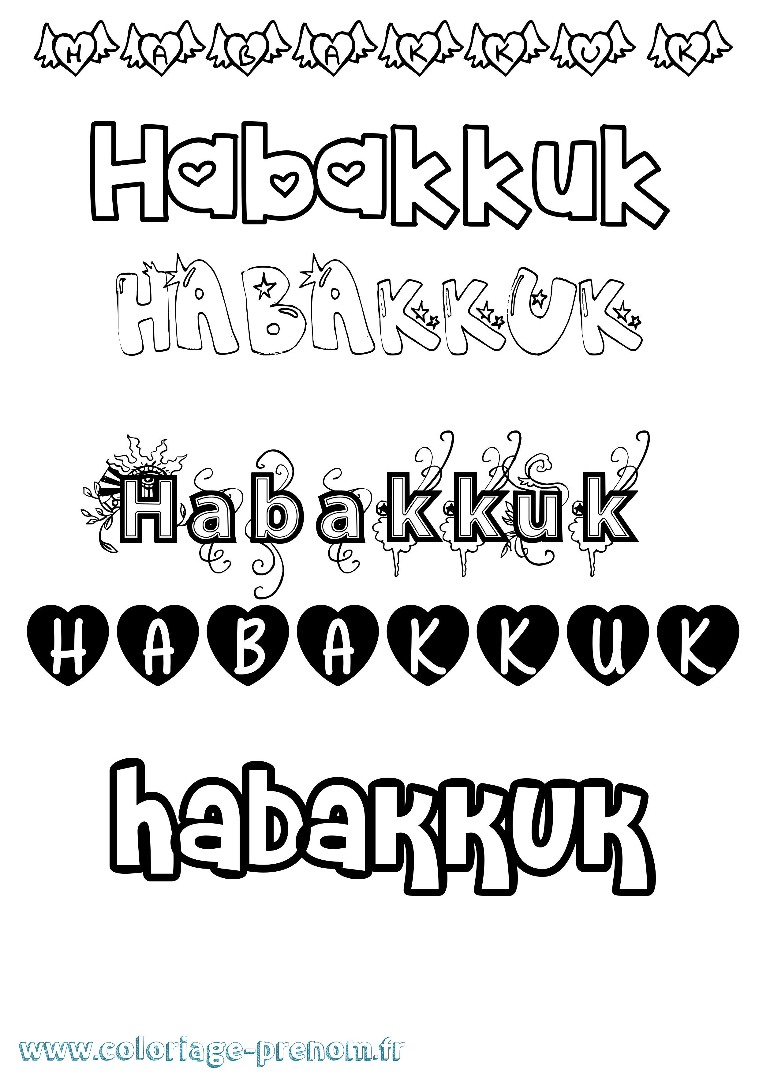 Coloriage Habakkuk Girly Coloriage prénom Habakkuk Girly