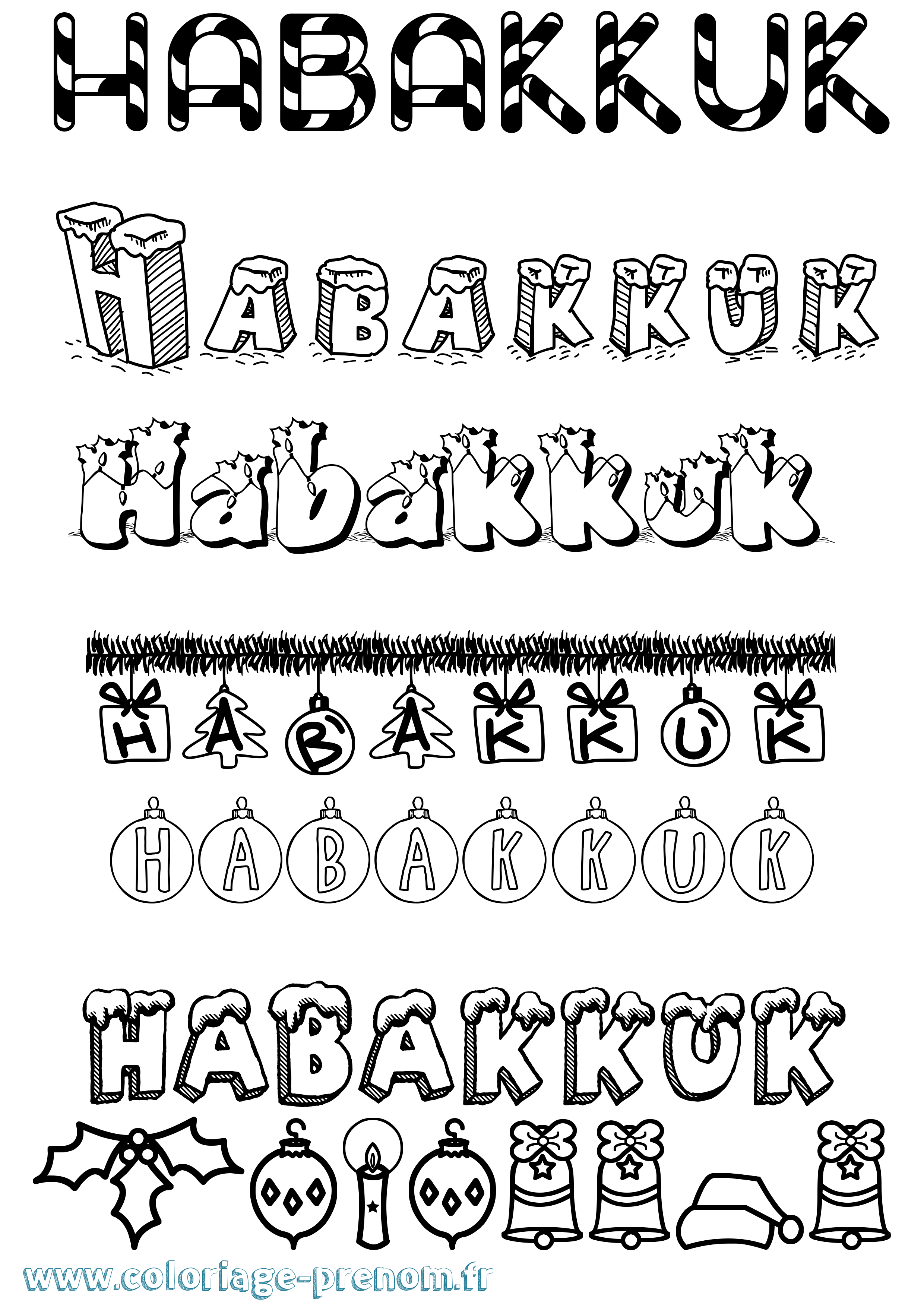Coloriage Habakkuk Noël Coloriage prénom Habakkuk Noël