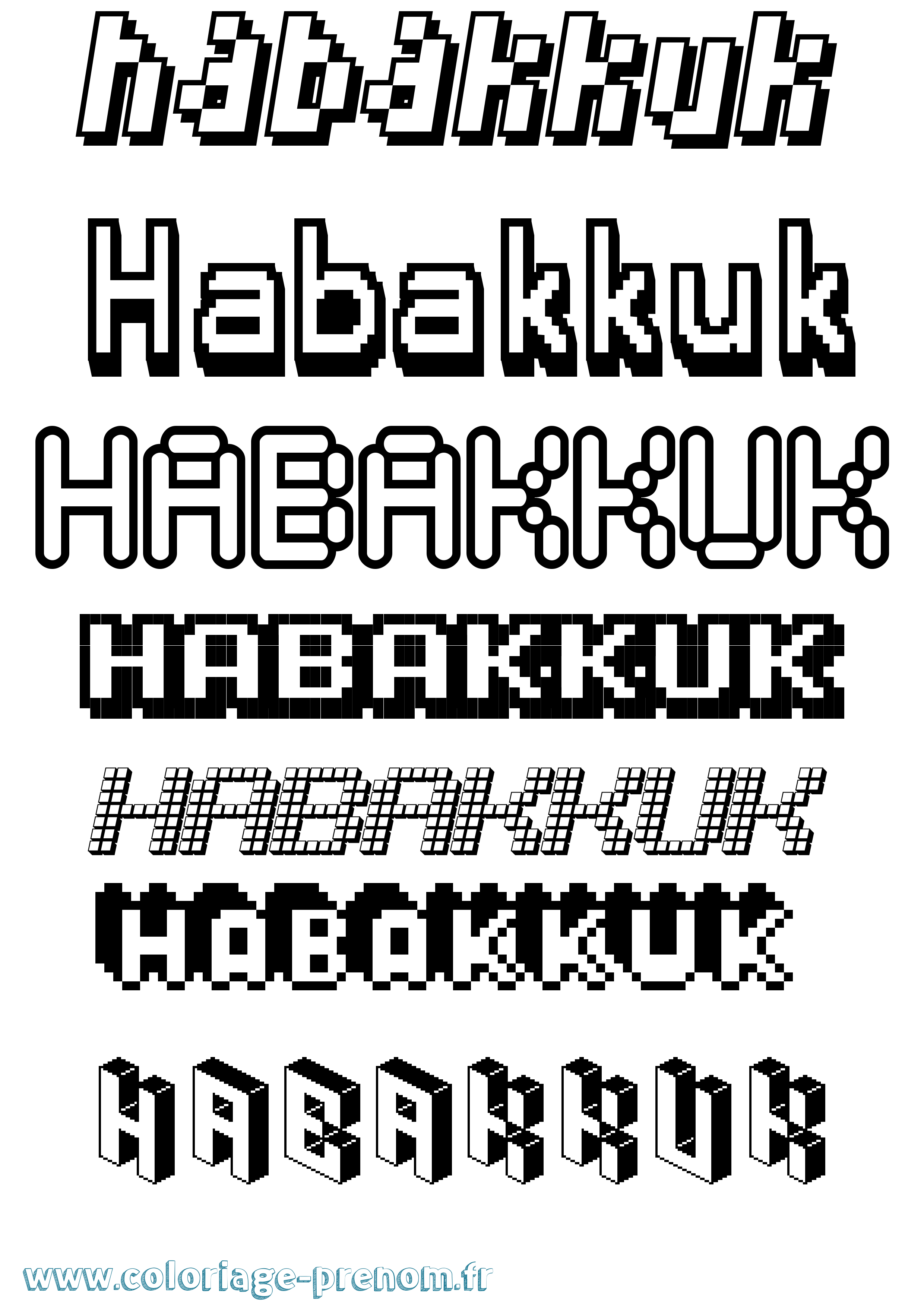 Coloriage Habakkuk Pixel Coloriage prénom Habakkuk Pixel