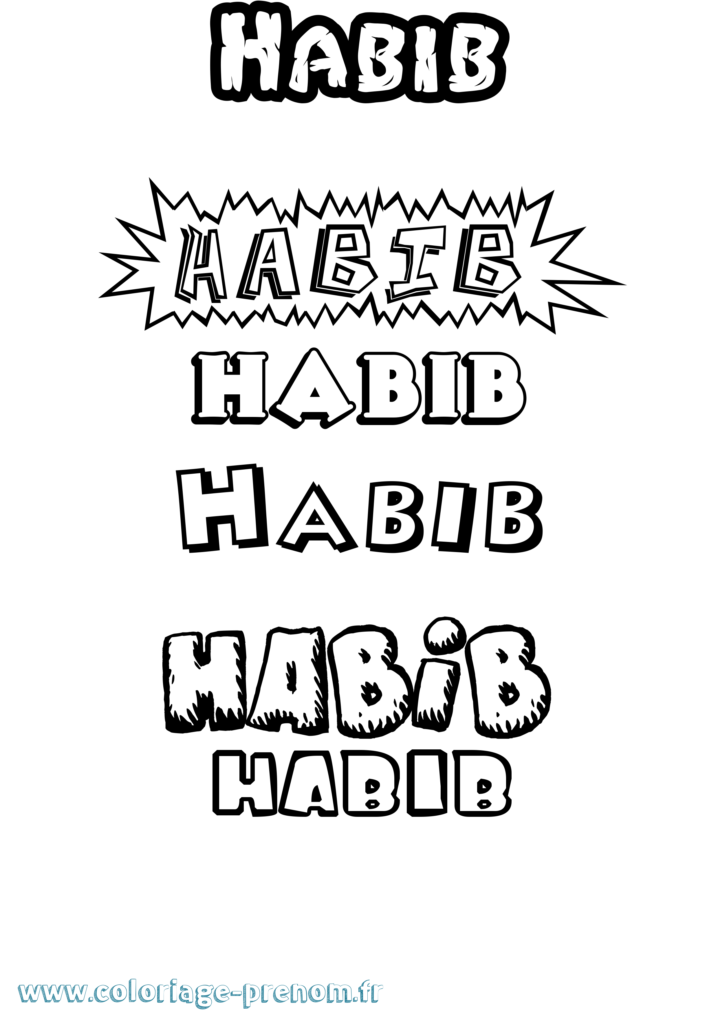 Coloriage Habib Dessin Animé Coloriage prénom Habib Dessin Animé