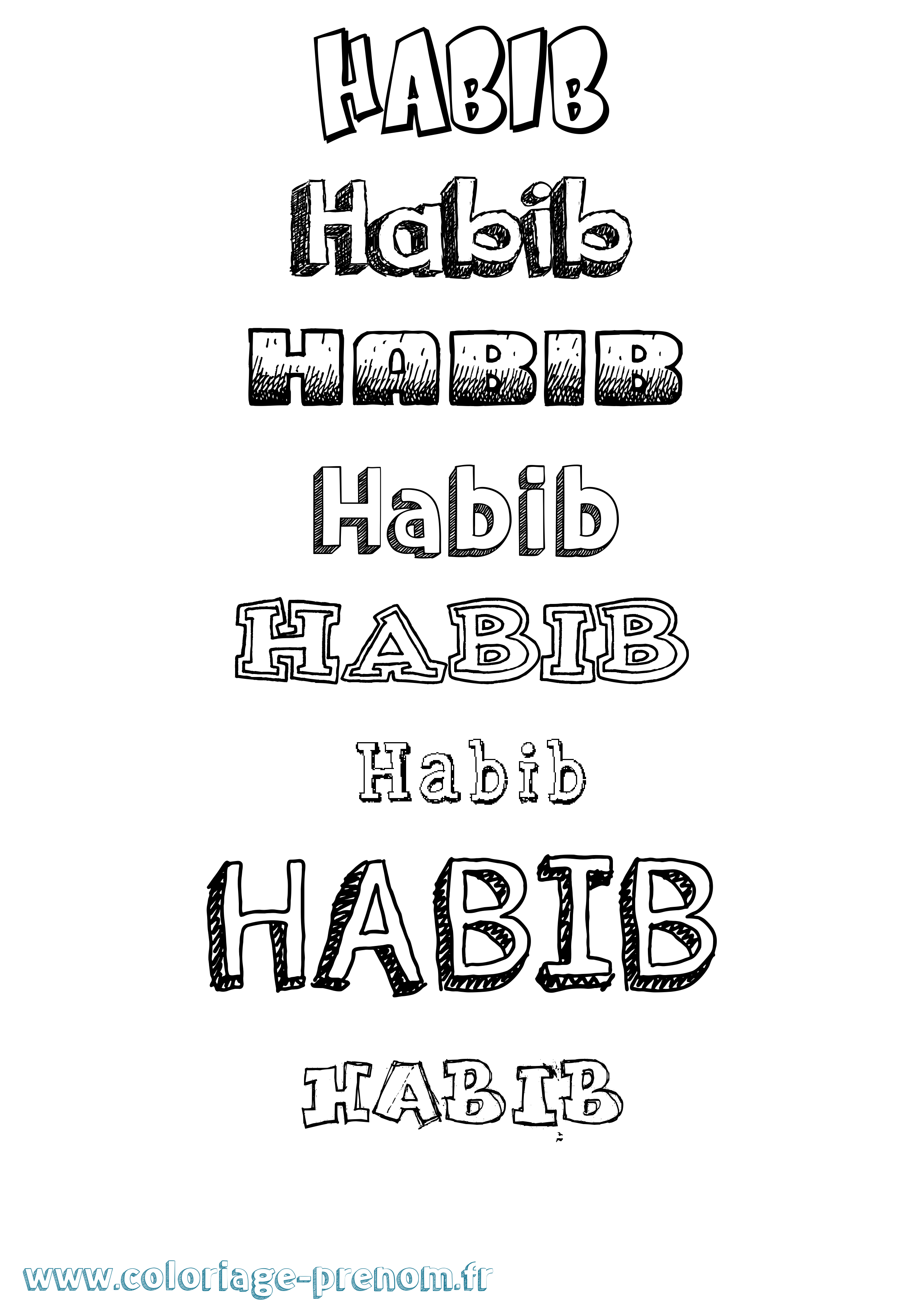 Coloriage Habib Dessiné Coloriage prénom Habib Dessiné