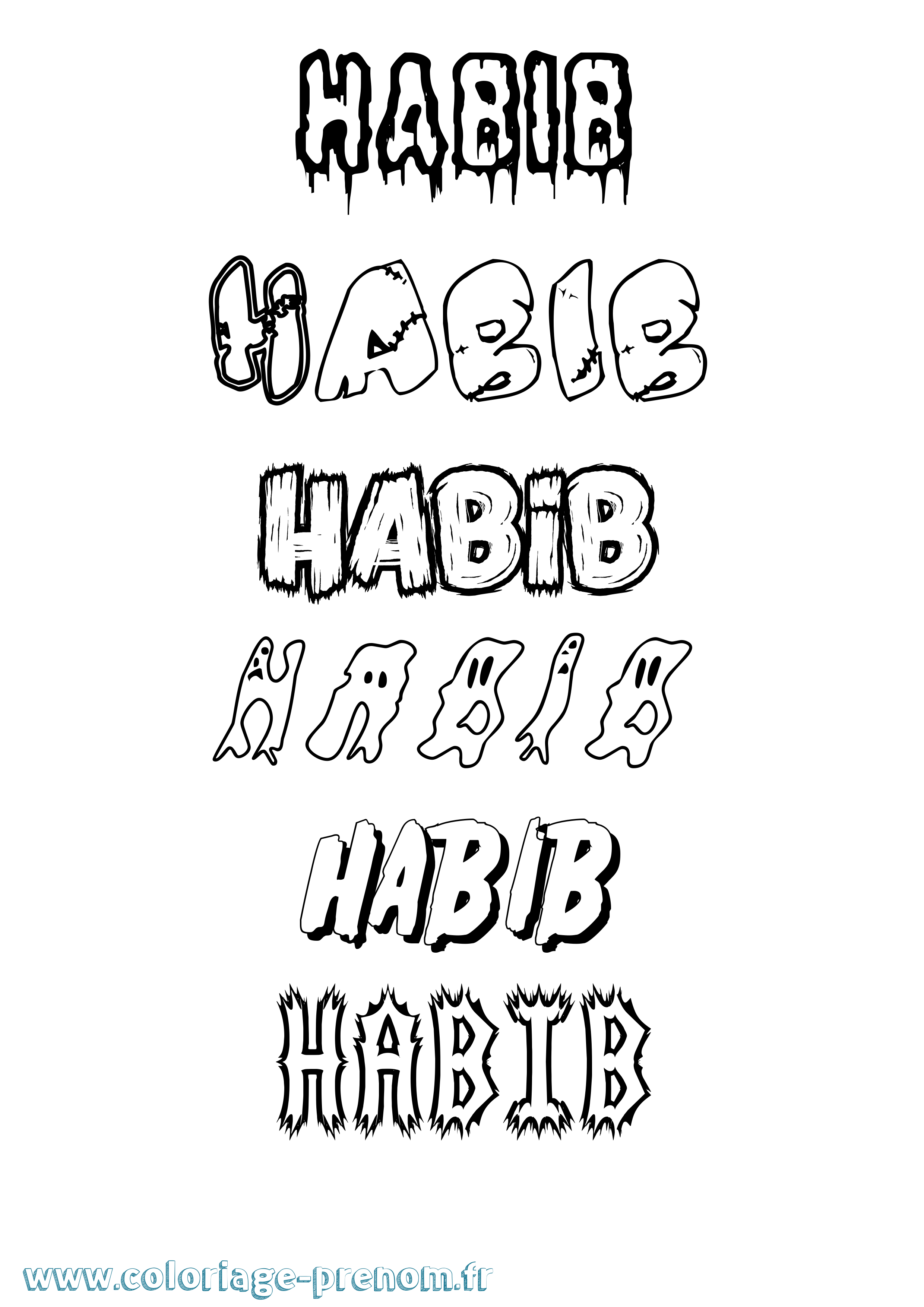 Coloriage Habib Frisson Coloriage prénom Habib Frisson
