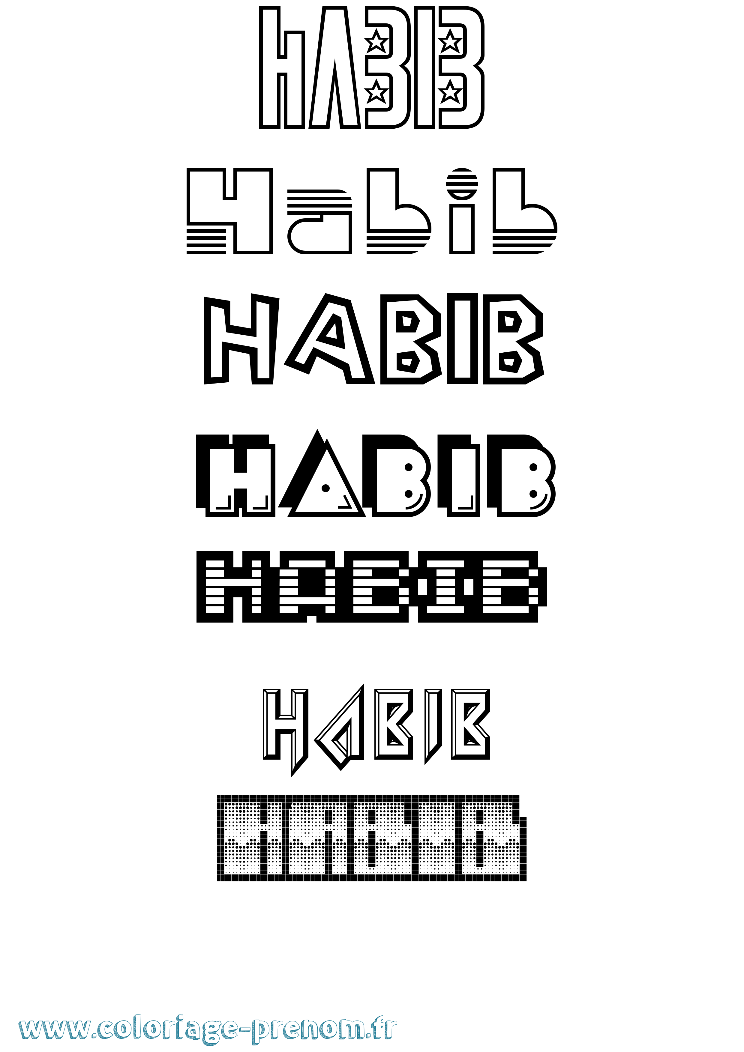 Coloriage Habib Jeux Vidéos Coloriage prénom Habib Jeux Vidéos