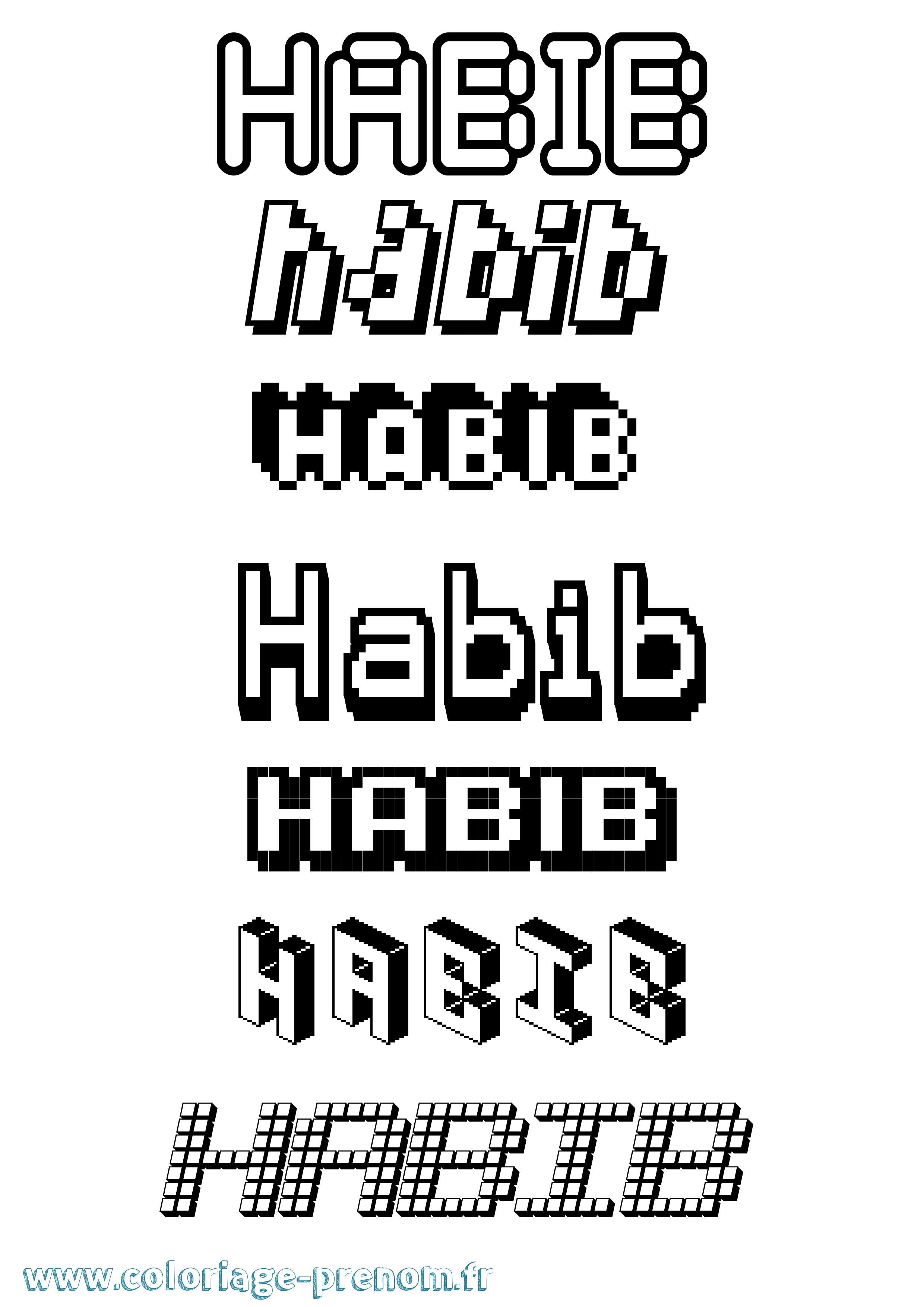 Coloriage Habib Pixel Coloriage prénom Habib Pixel