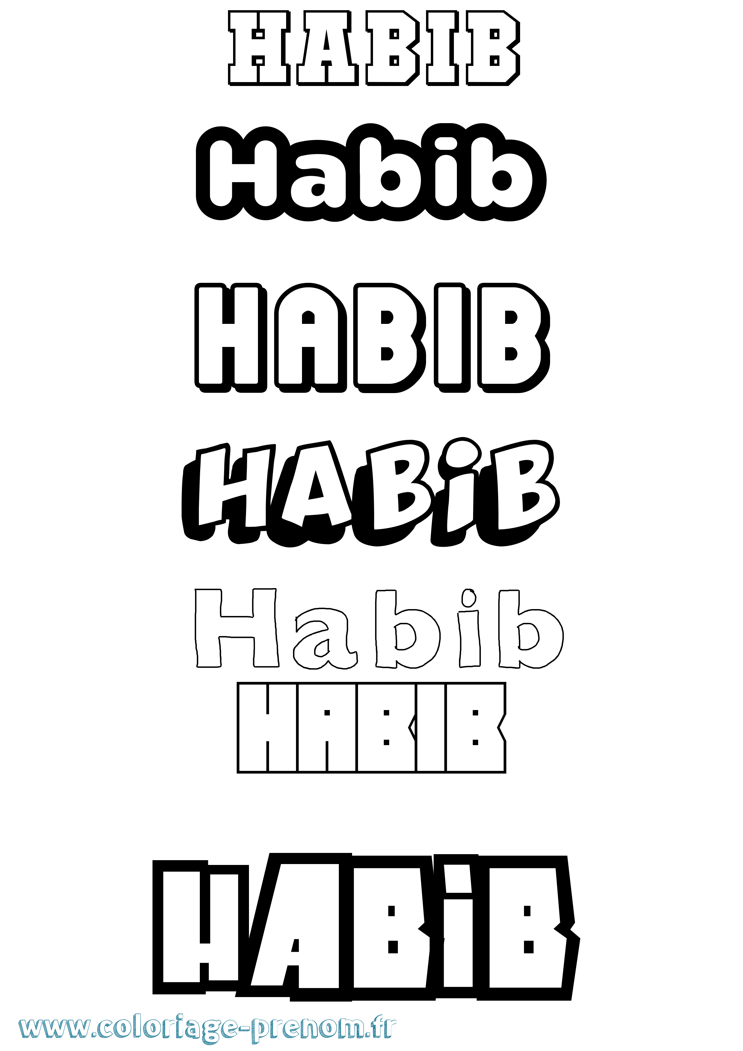 Coloriage prénom Habib Simple
