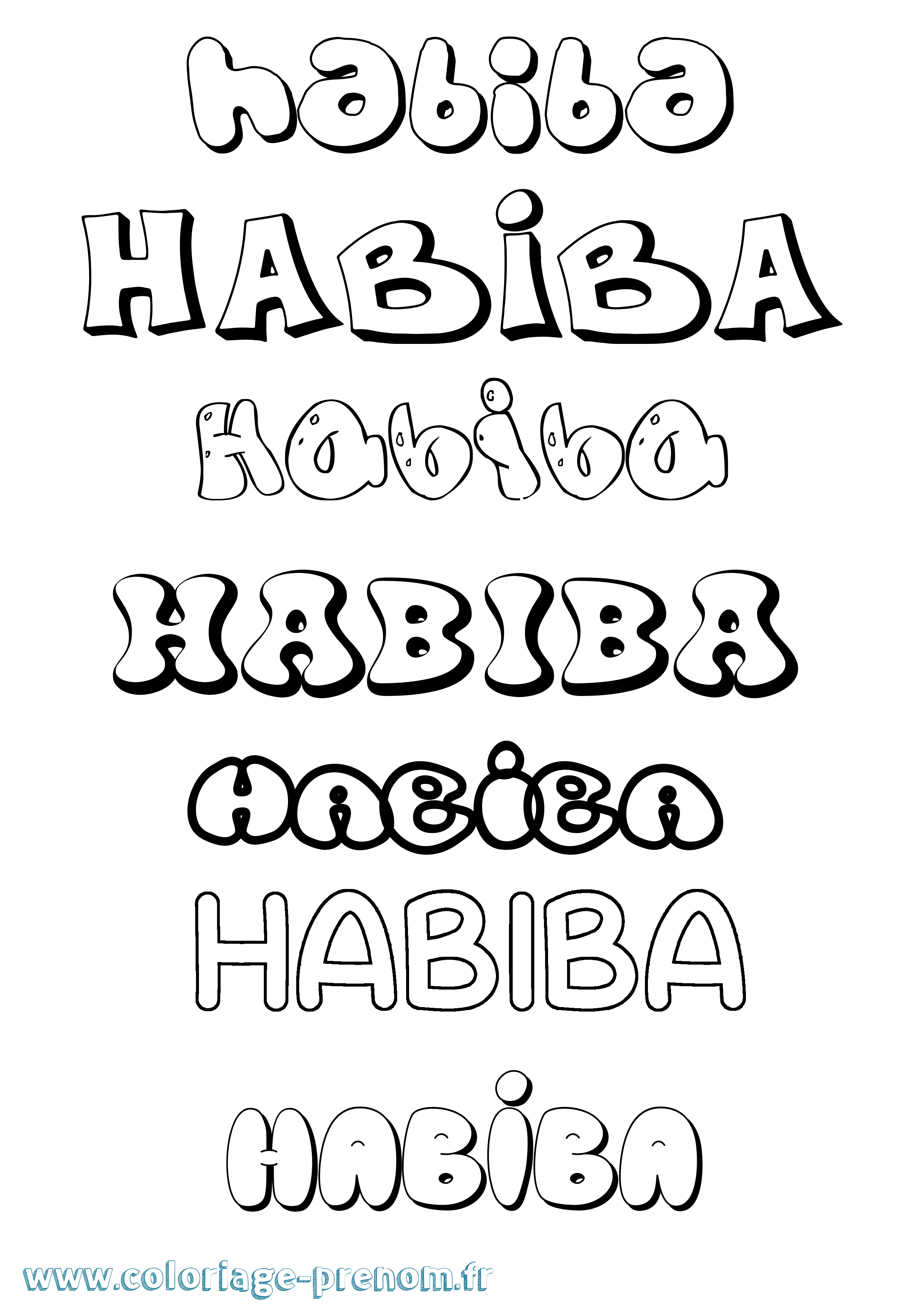 Coloriage Habiba Bubble Coloriage prénom Habiba Bubble
