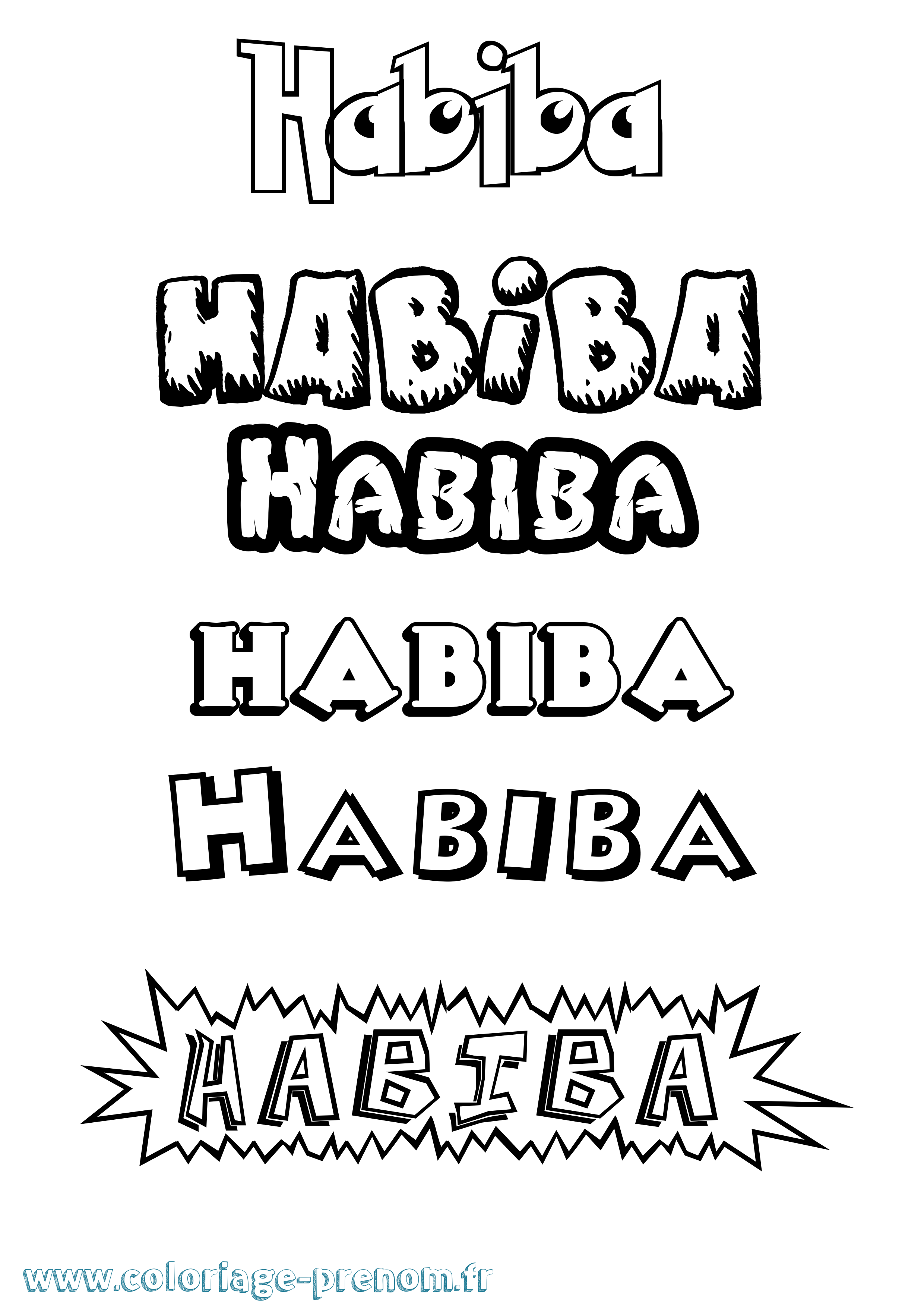 Coloriage prénom Habiba Dessin Animé