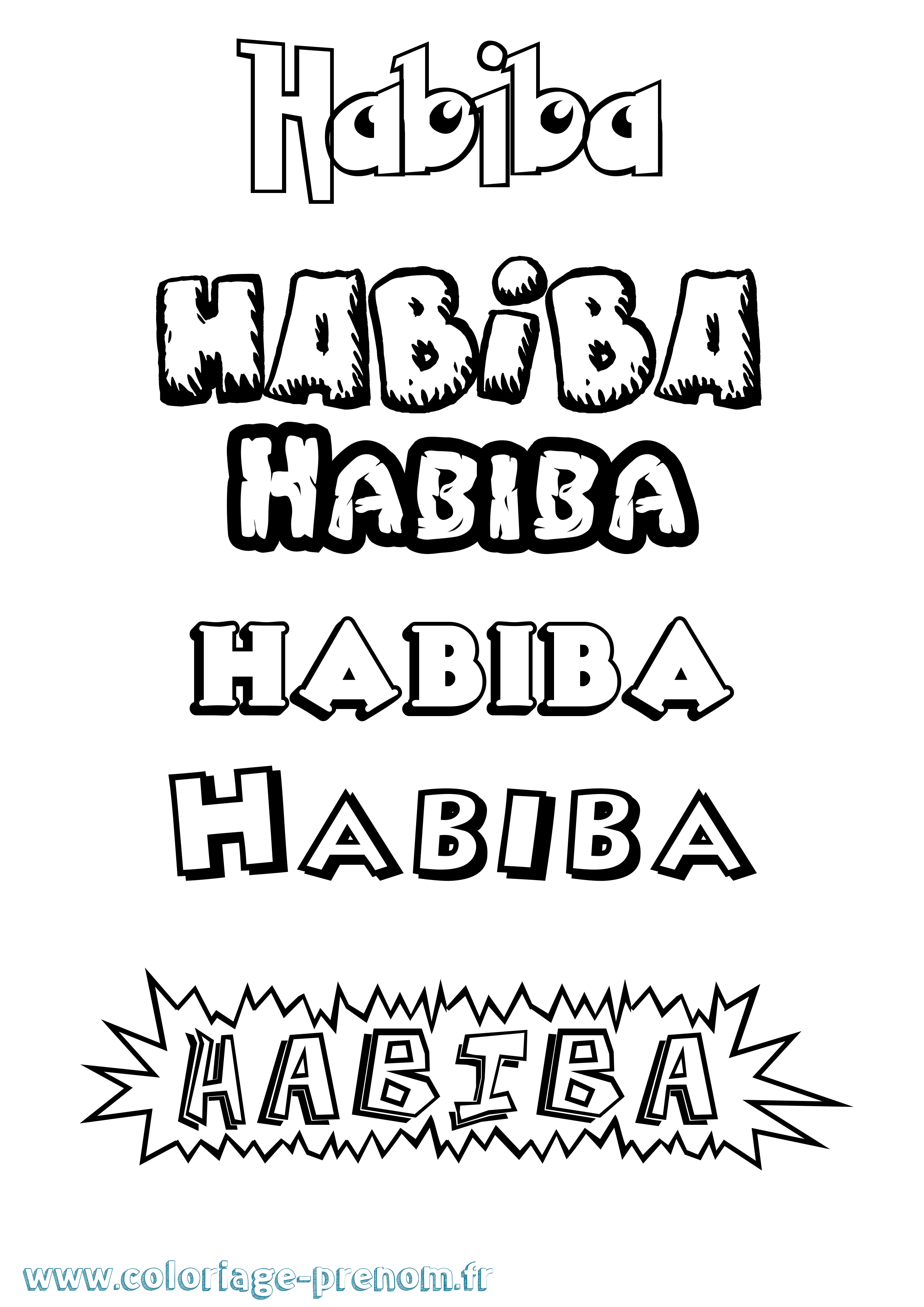 Coloriage Habiba Dessin Animé Coloriage prénom Habiba Dessin Animé