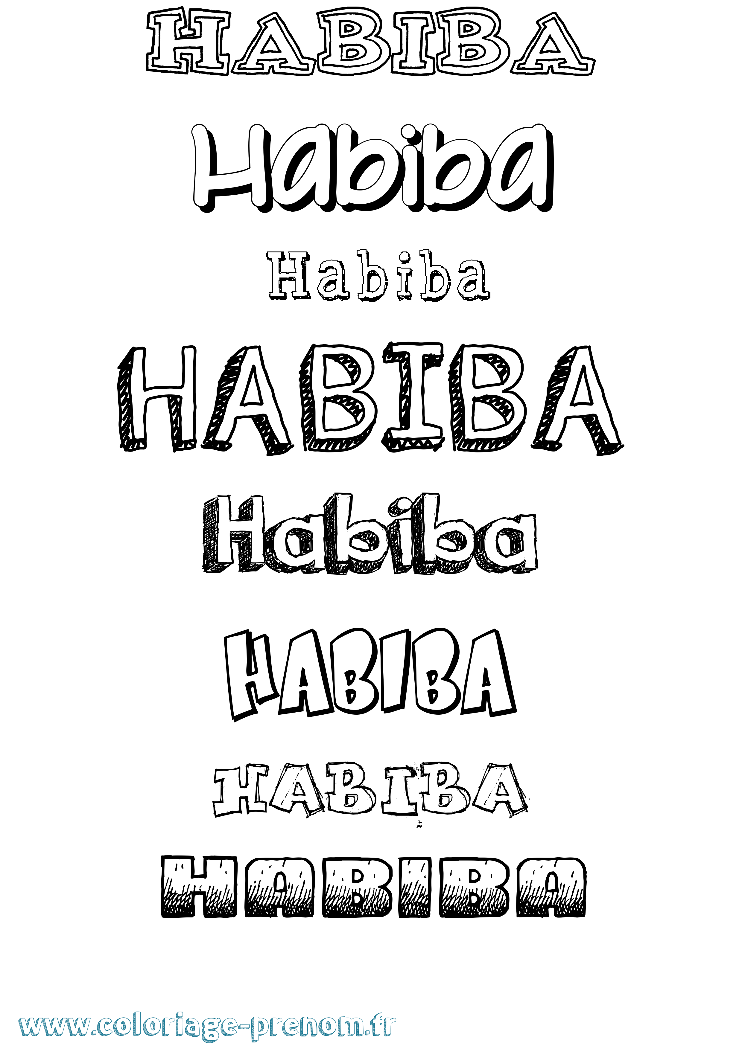 Coloriage prénom Habiba Dessiné