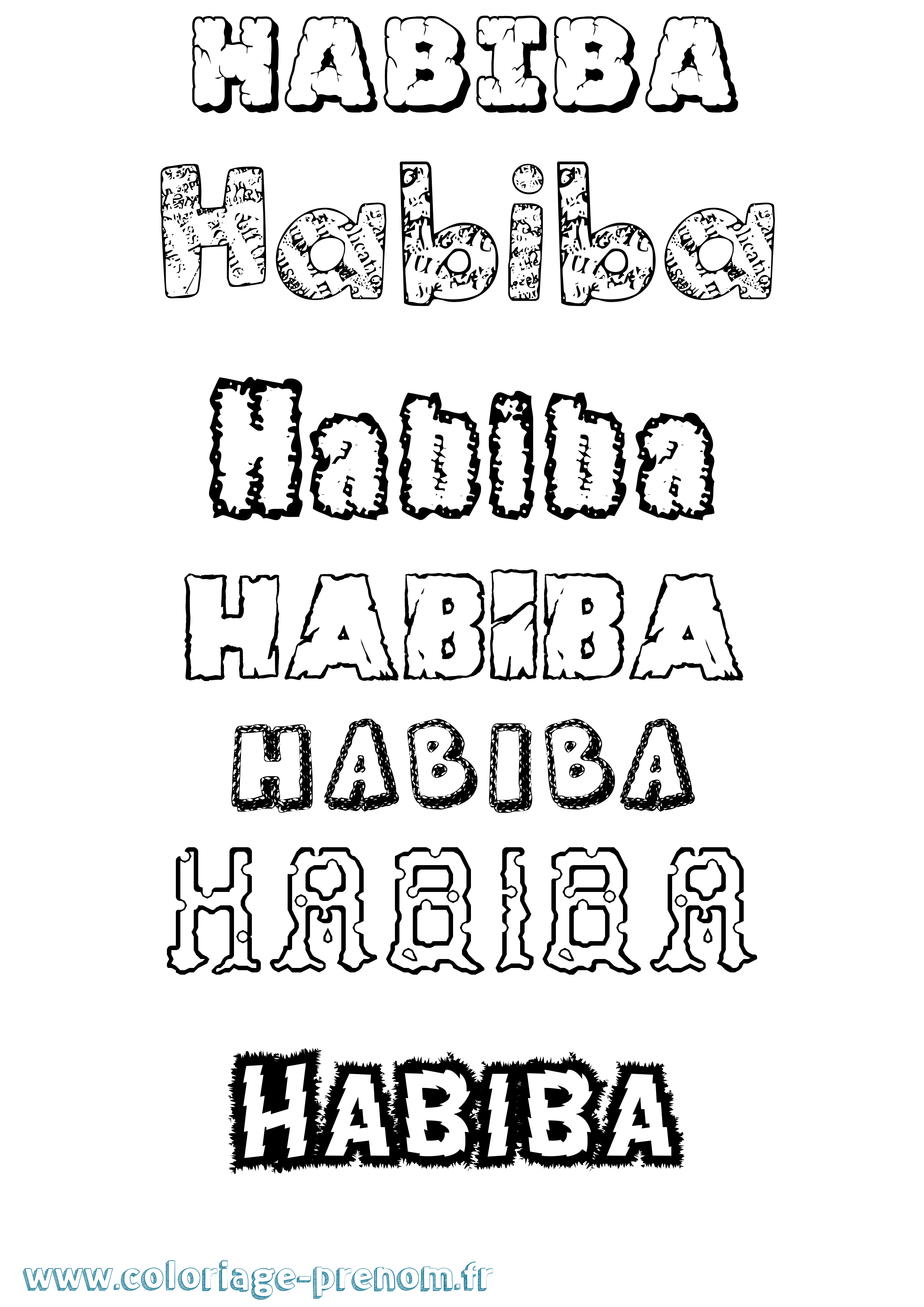 Coloriage Habiba Destructuré Coloriage prénom Habiba Destructuré