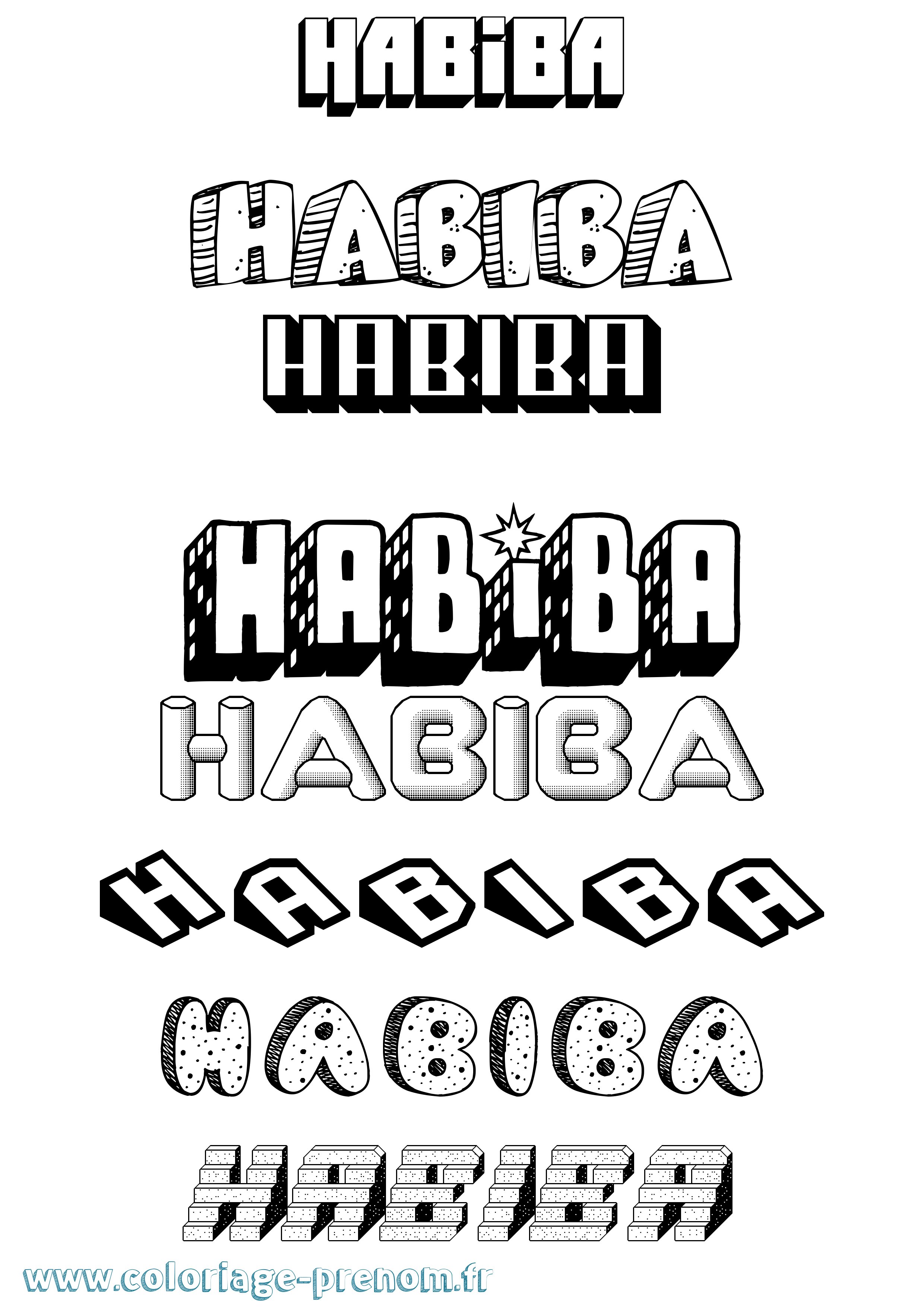 Coloriage Habiba Effet 3D Coloriage prénom Habiba Effet 3D