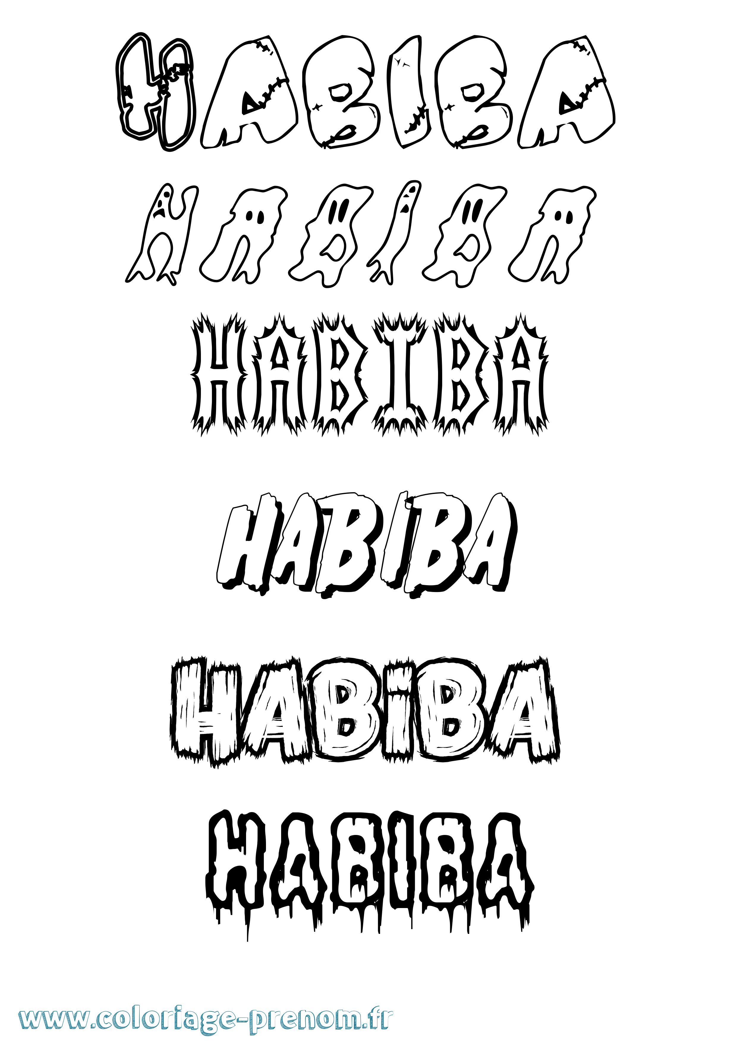 Coloriage prénom Habiba Frisson