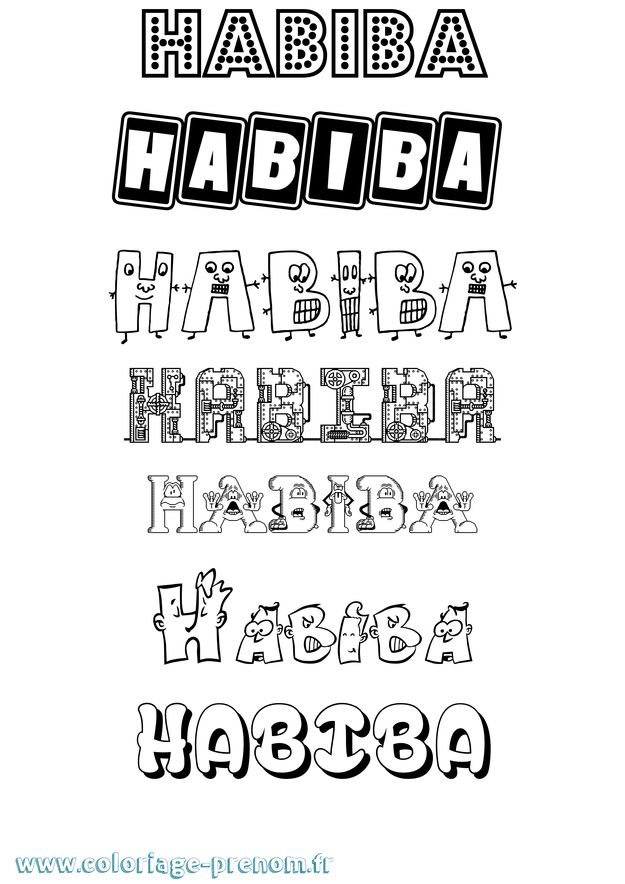 Coloriage Habiba Fun Coloriage prénom Habiba Fun
