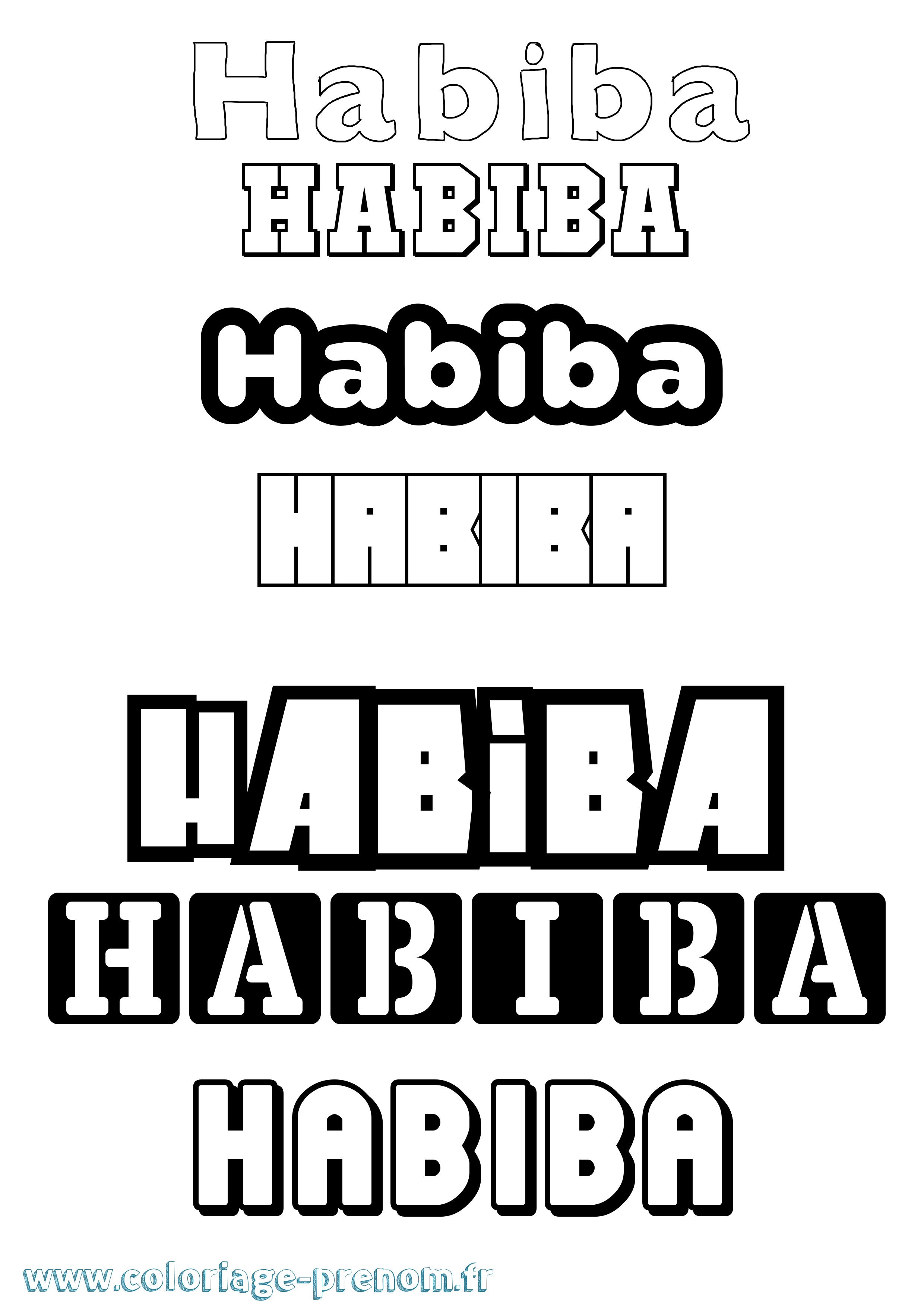 Coloriage prénom Habiba Simple